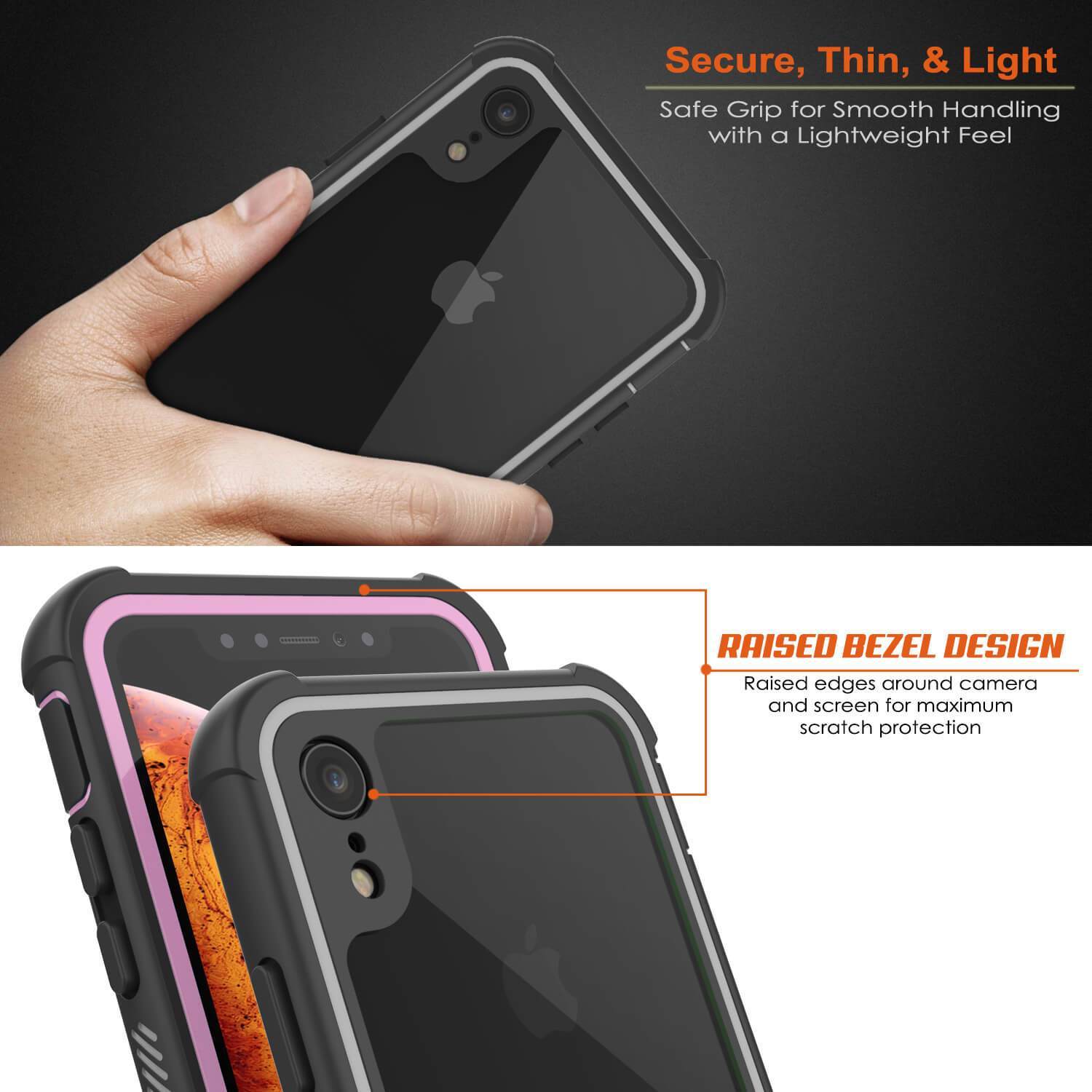 Capinha PunkCase para iPhone XR, [Série Spartan] Capinha resistente, robusta e transparente com protetor de tela [Rosa]