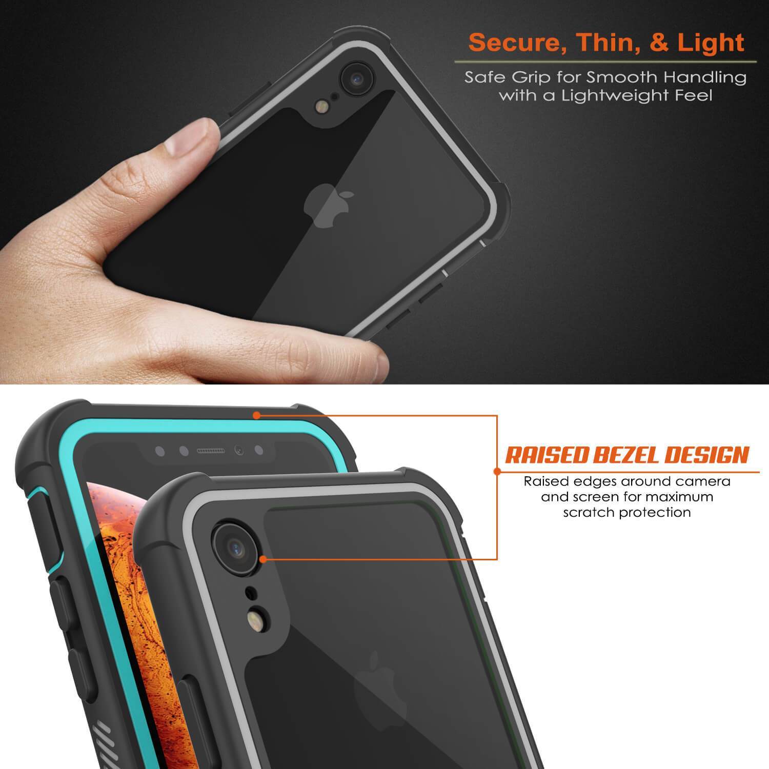 Capinha PunkCase para iPhone XR, [Série Spartan] Capinha resistente, robusta e transparente com protetor de tela [Cerceta]