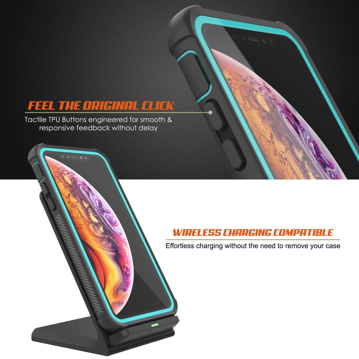 Capinha PunkCase para iPhone XR, [Série Spartan] Capinha resistente, robusta e transparente com protetor de tela [Cerceta]