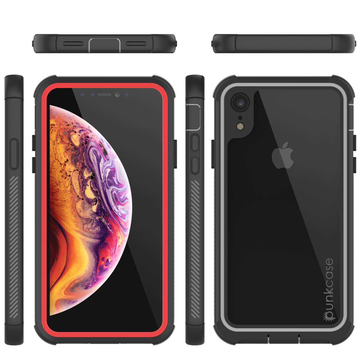Capinha PunkCase para iPhone XR, [Série Spartan] Capinha resistente, robusta e transparente com protetor de tela [Vermelho]