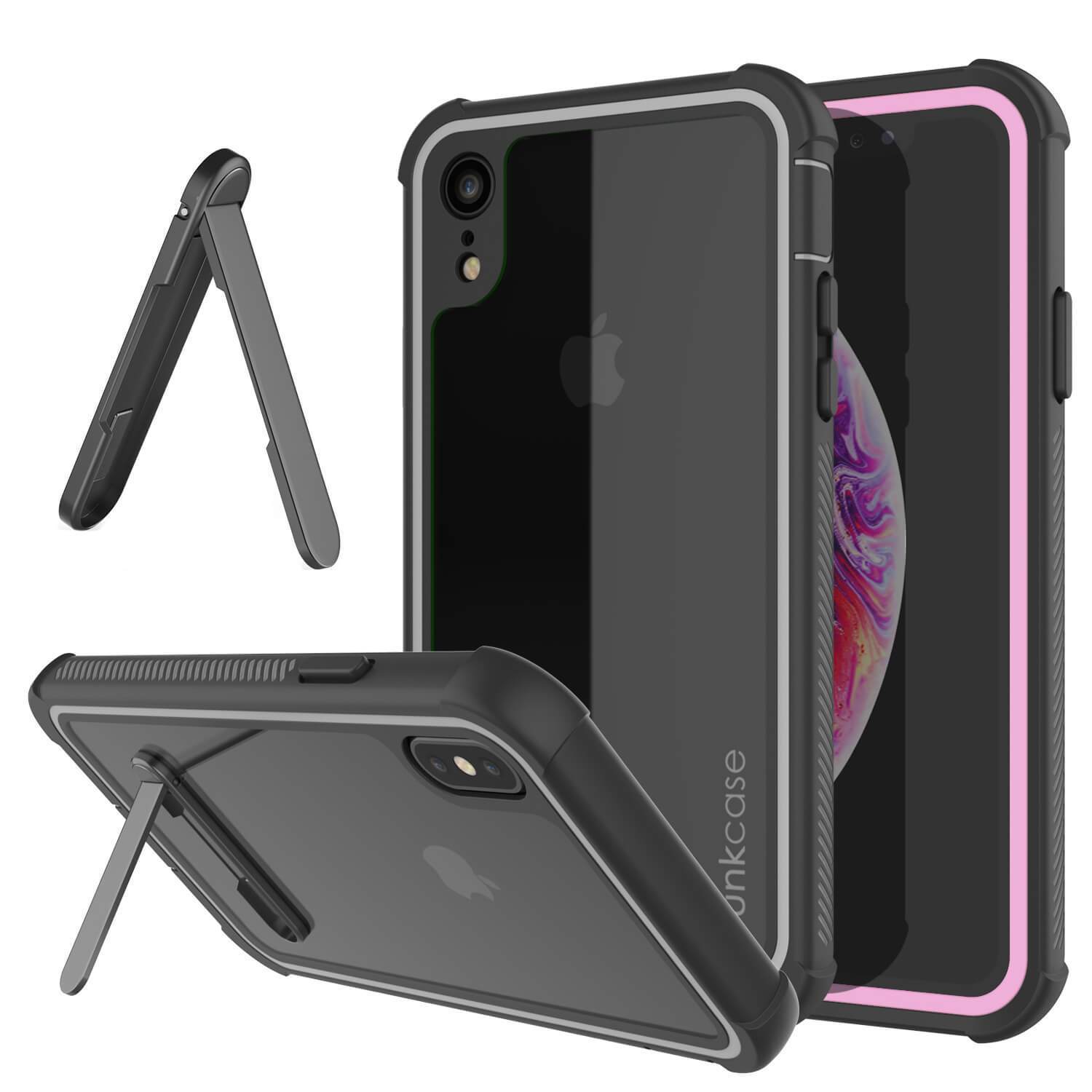 Capinha PunkCase para iPhone XR, [Série Spartan] Capinha resistente, robusta e transparente com protetor de tela [Rosa]