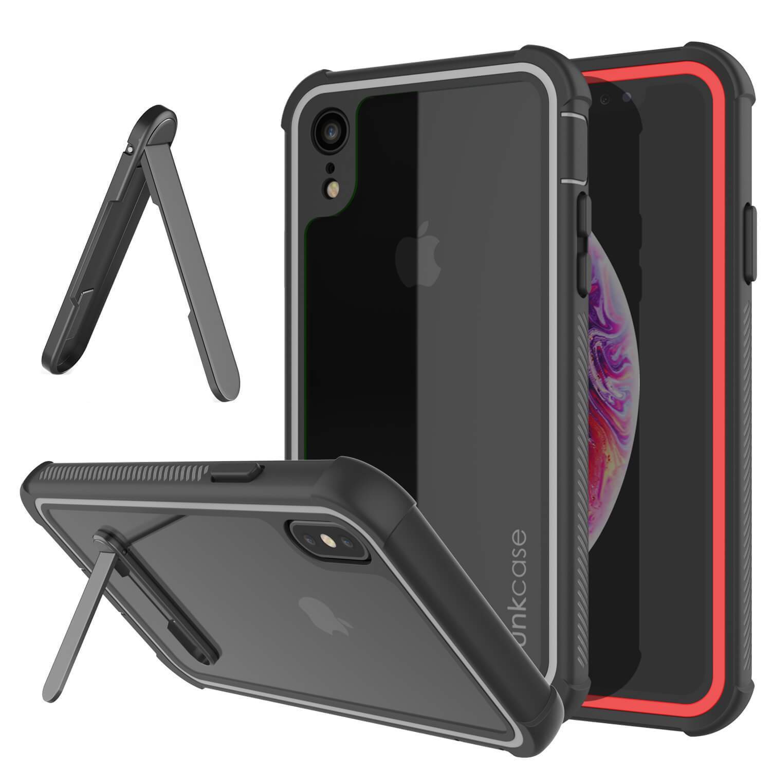 Capinha PunkCase para iPhone XR, [Série Spartan] Capinha resistente, robusta e transparente com protetor de tela [Vermelho]