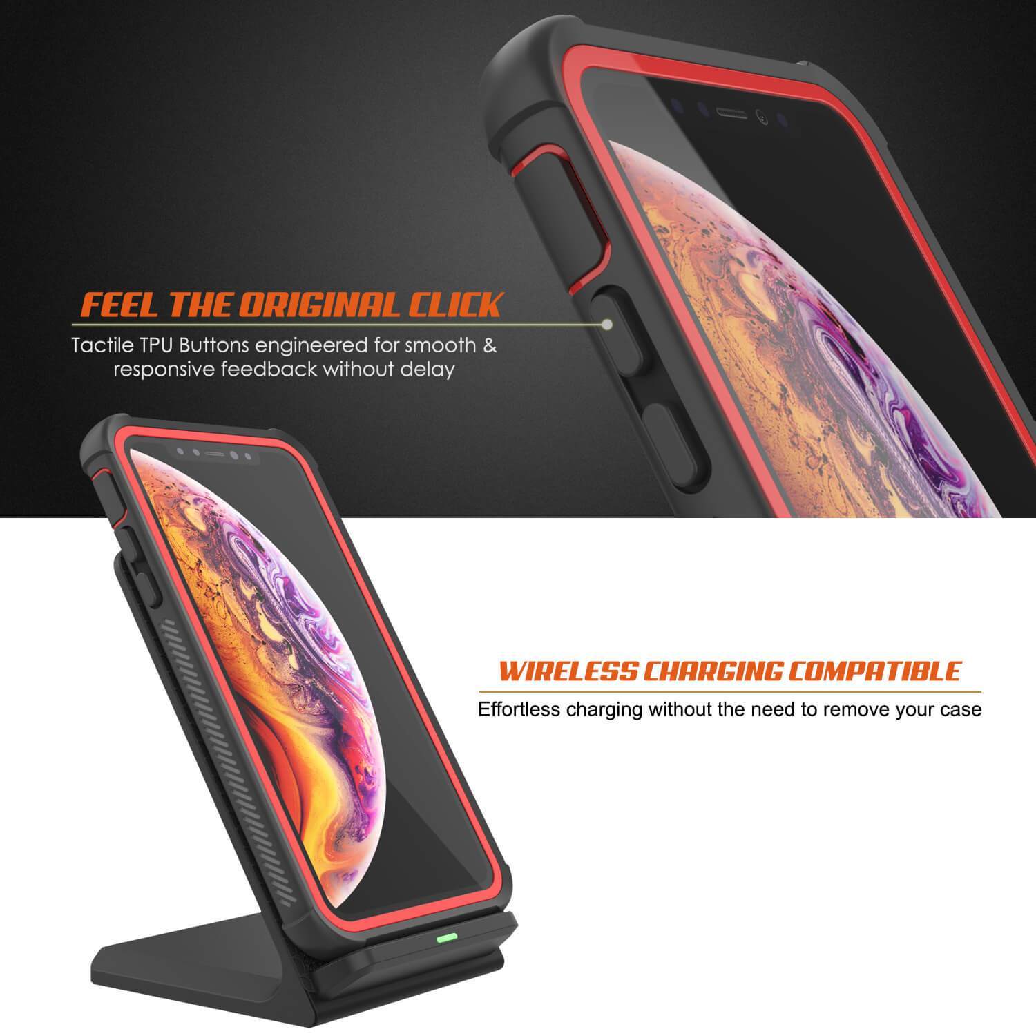 Capinha PunkCase para iPhone XR, [Série Spartan] Capinha resistente, robusta e transparente com protetor de tela [Vermelho]