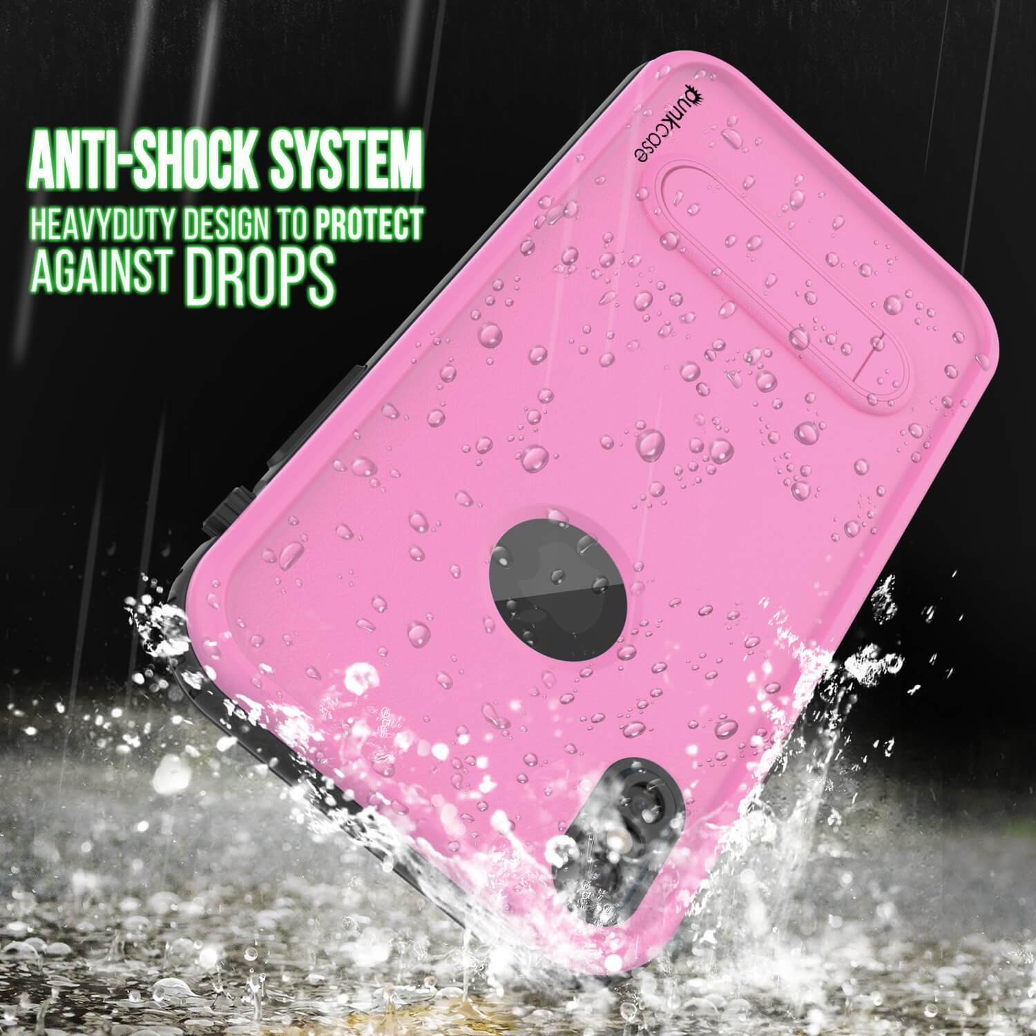 Capa à prova d'água para iPhone XR, Punkcase [Série KickStud] Capa de armadura [Rosa]