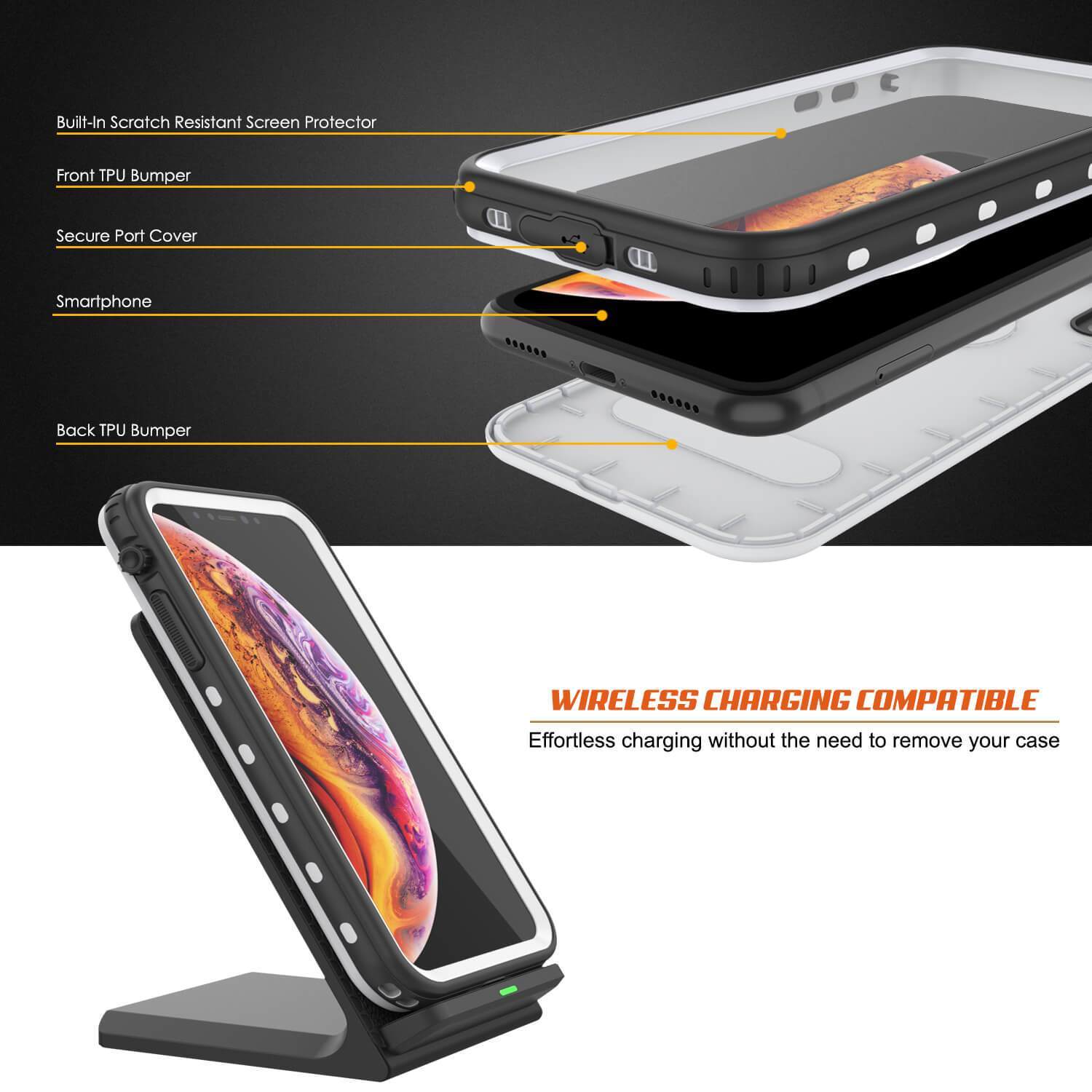 Capa à prova d'água para iPhone XR, Punkcase [Série KickStud] Capa blindada [Branca]