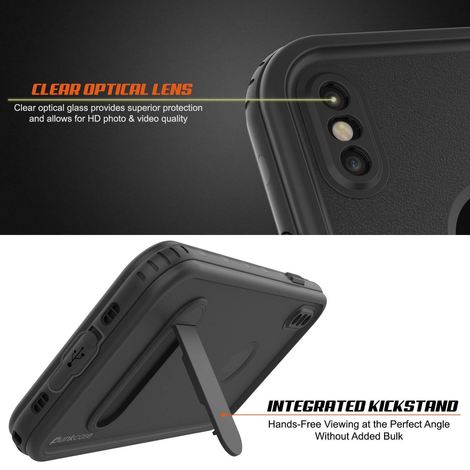 Capa à prova d'água para iPhone XR, Punkcase [Série KickStud] Capa de armadura [Preto]