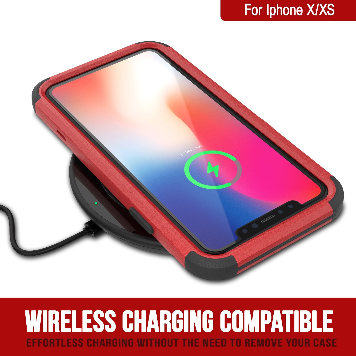 Punkcase for iPhone XS Belt Clip Multilayer Holster Case [Patron Series] [Red-Black]