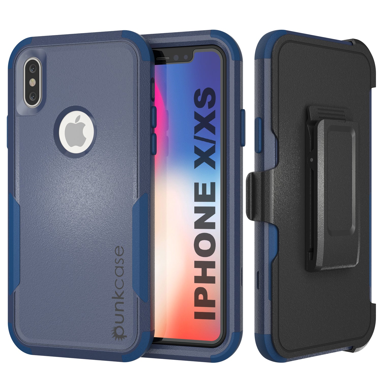 Punkcase para iPhone XS Estojo de Cinto com Clipe Multicamadas [Série Patron] [Marinho]