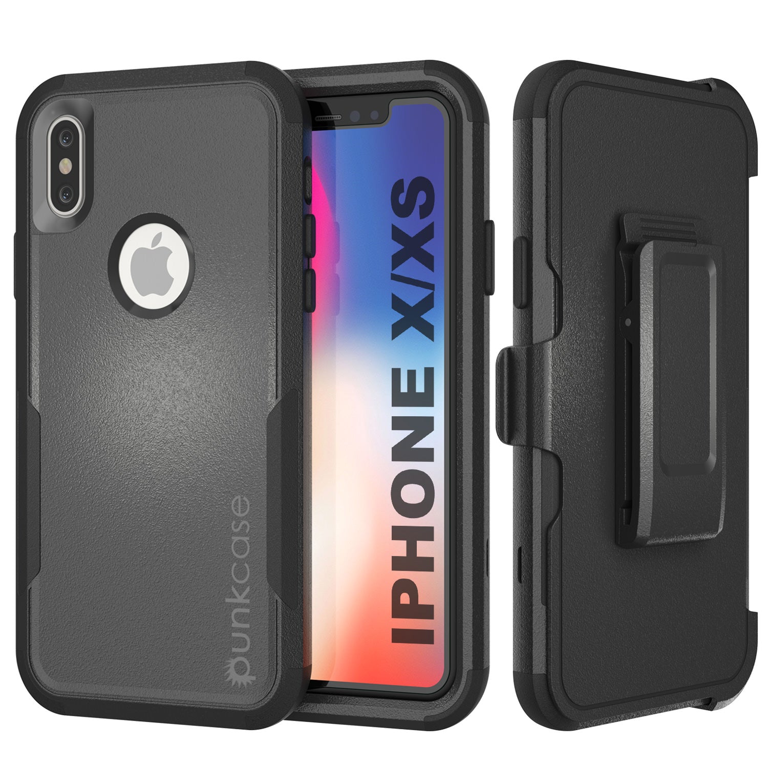 Punkcase para iPhone XS Estojo de cinto com clipe multilayer [Série Patron] [Preto]