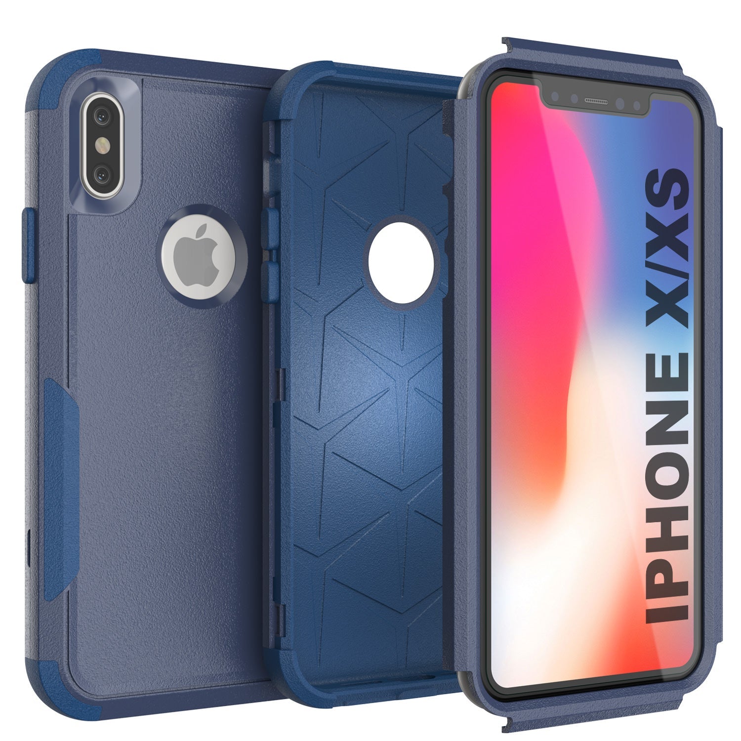 Punkcase for iPhone X Belt Clip Multilayer Holster Case [Patron Series] [Navy]