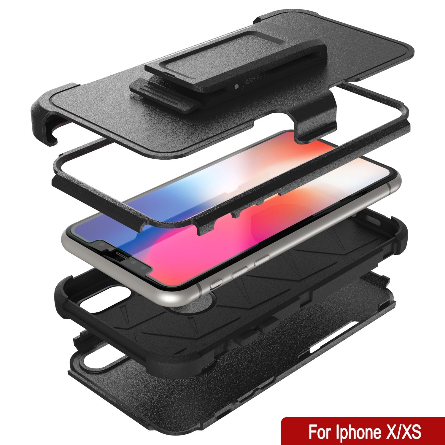 Punkcase for iPhone X Belt Clip Multilayer Holster Case [Patron Series] [Black]