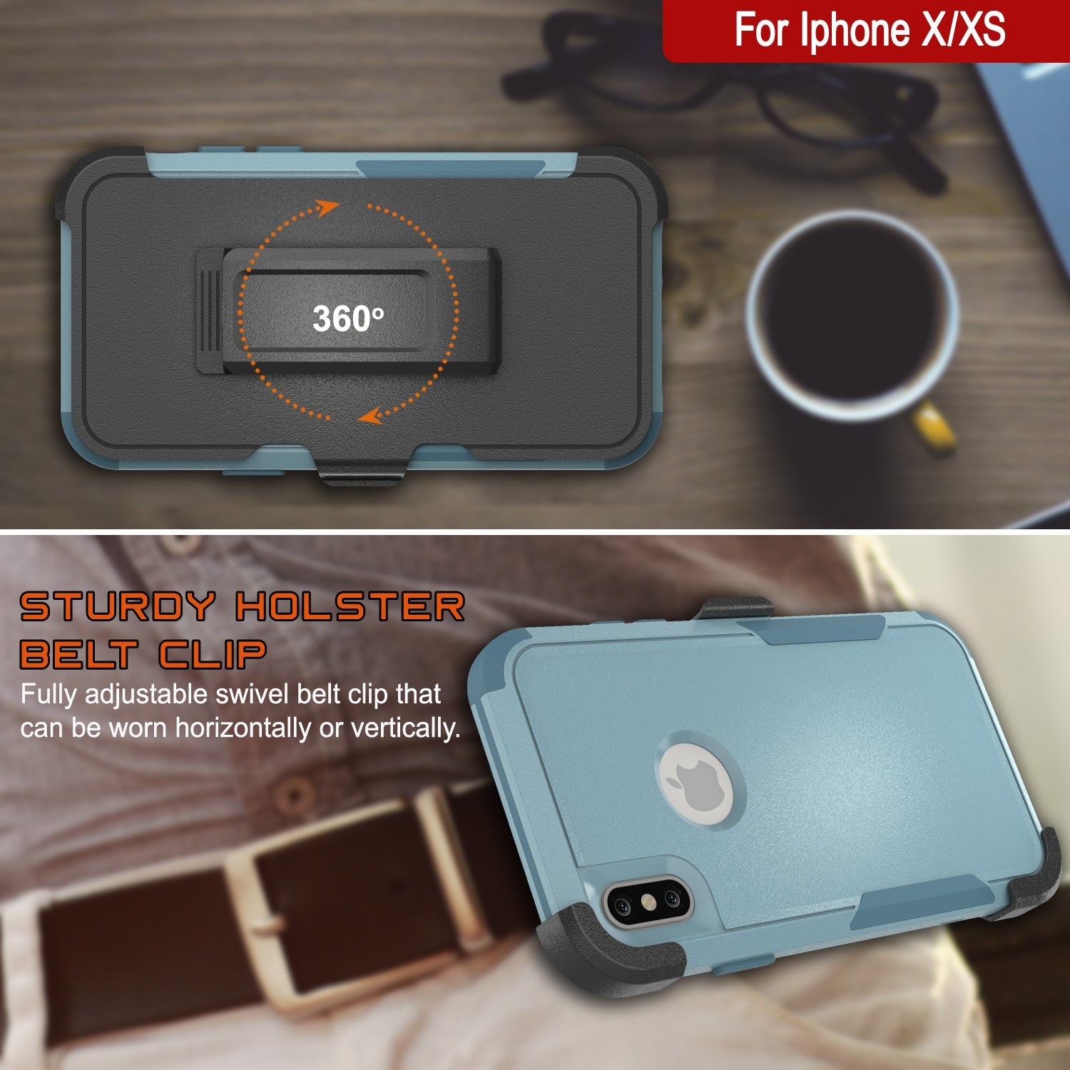 Punkcase for iPhone X Belt Clip Multilayer Holster Case [Patron Series] [Mint]