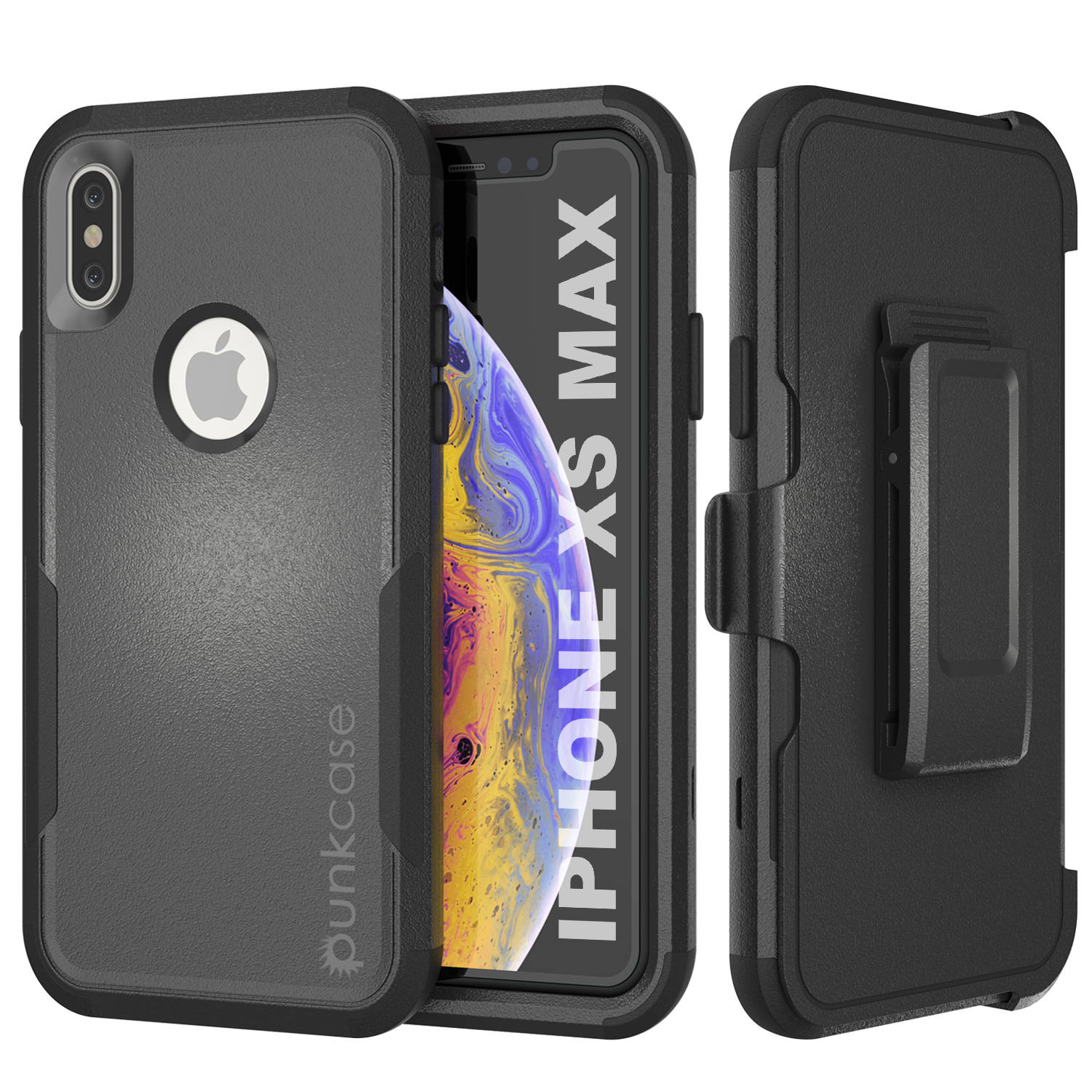 Capa de cinto multicamada Punkcase para iPhone XS Max [Série Patron] [Preto]
