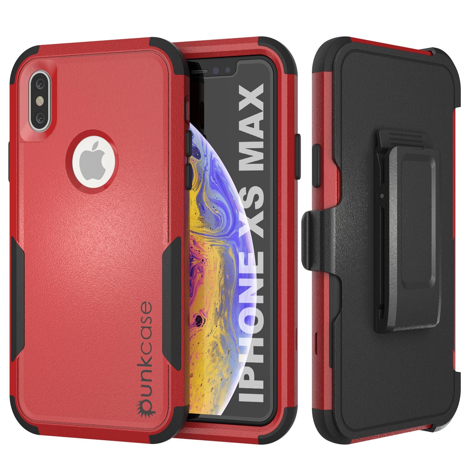 Capa de cinto multilayer Punkcase para iPhone XS Max [Série Patron] [Vermelho-Preto]