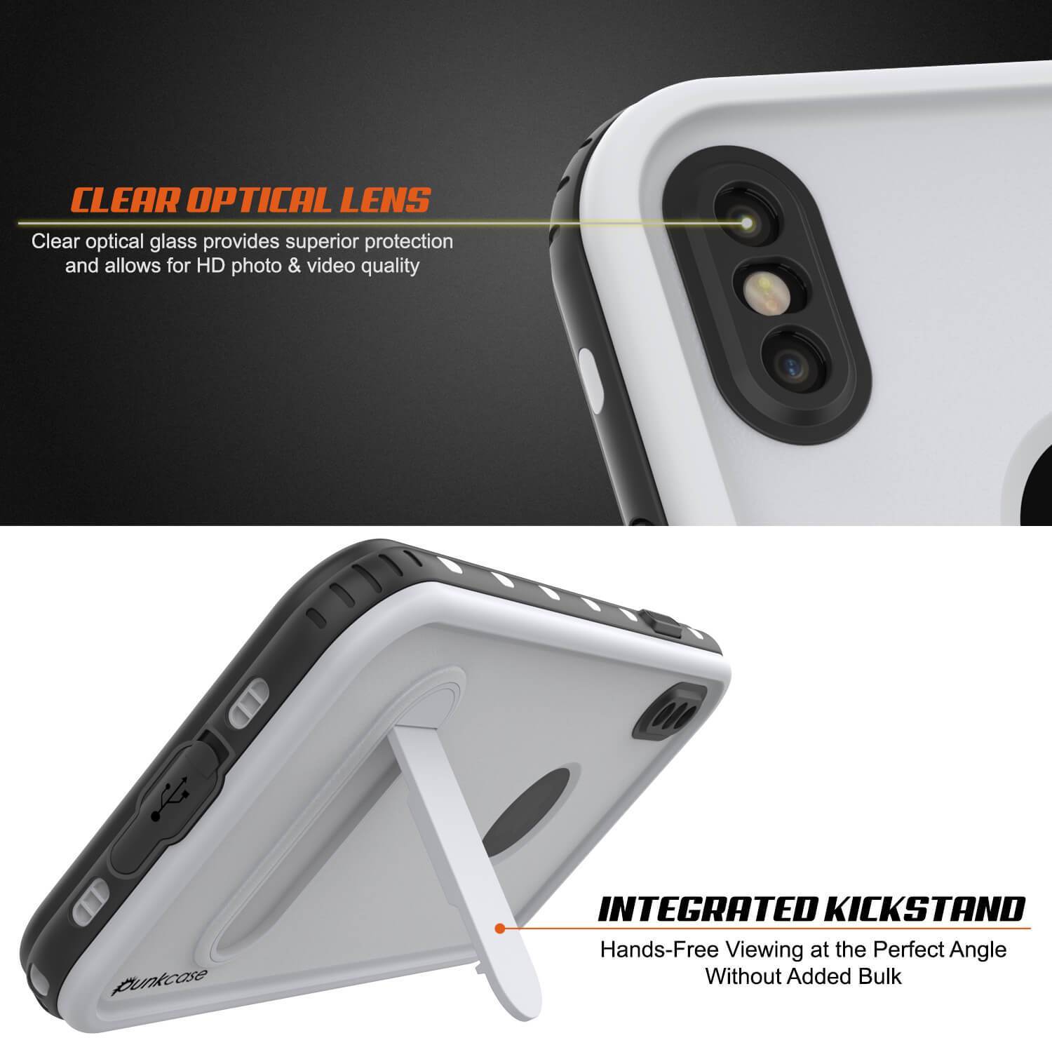 Capa à Prova d'Água para iPhone XS Max, Punkcase [Série KickStud] Capa de Armadura [Branco]