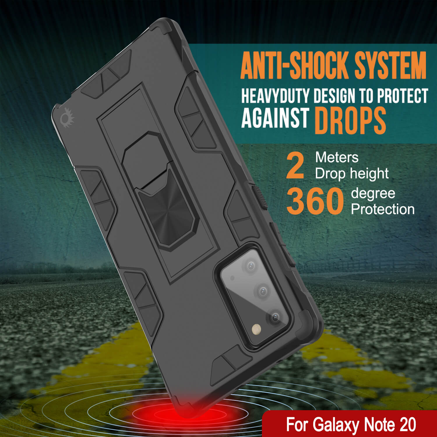 Capa Punkcase para Note 20 [Série ArmorShield] Caso de Dupla Camada Protetora Estilo Militar Preta