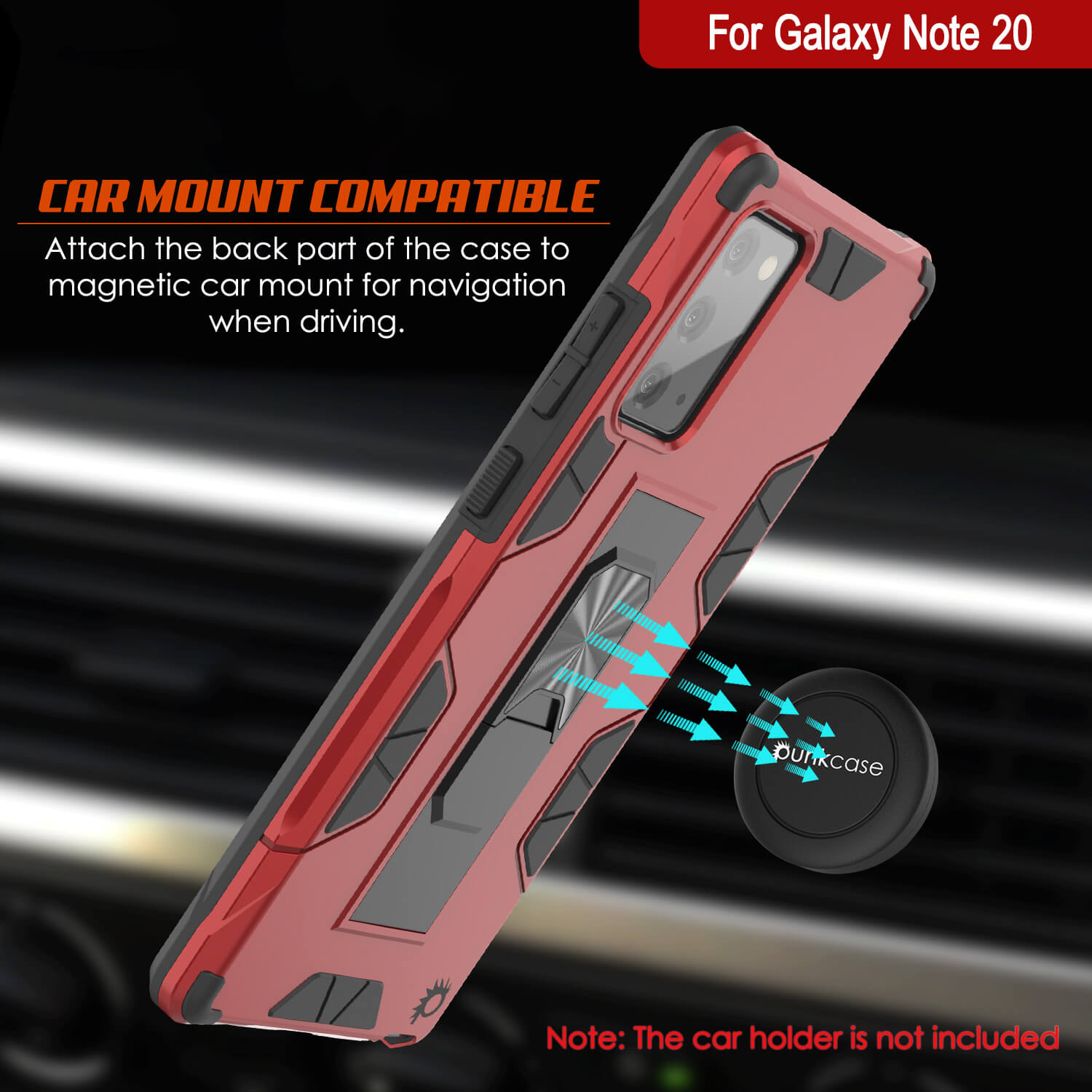 Capa Punkcase Note 20 [Série ArmorShield] Estilo Militar Protetor Capa de Camada Dupla Vermelha