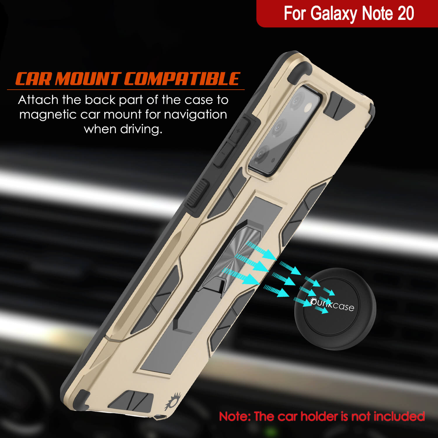 Capa Punkcase Note 20 [Série ArmorShield] Capa Protetora De Estilo Militar De Camada Dupla Dourado