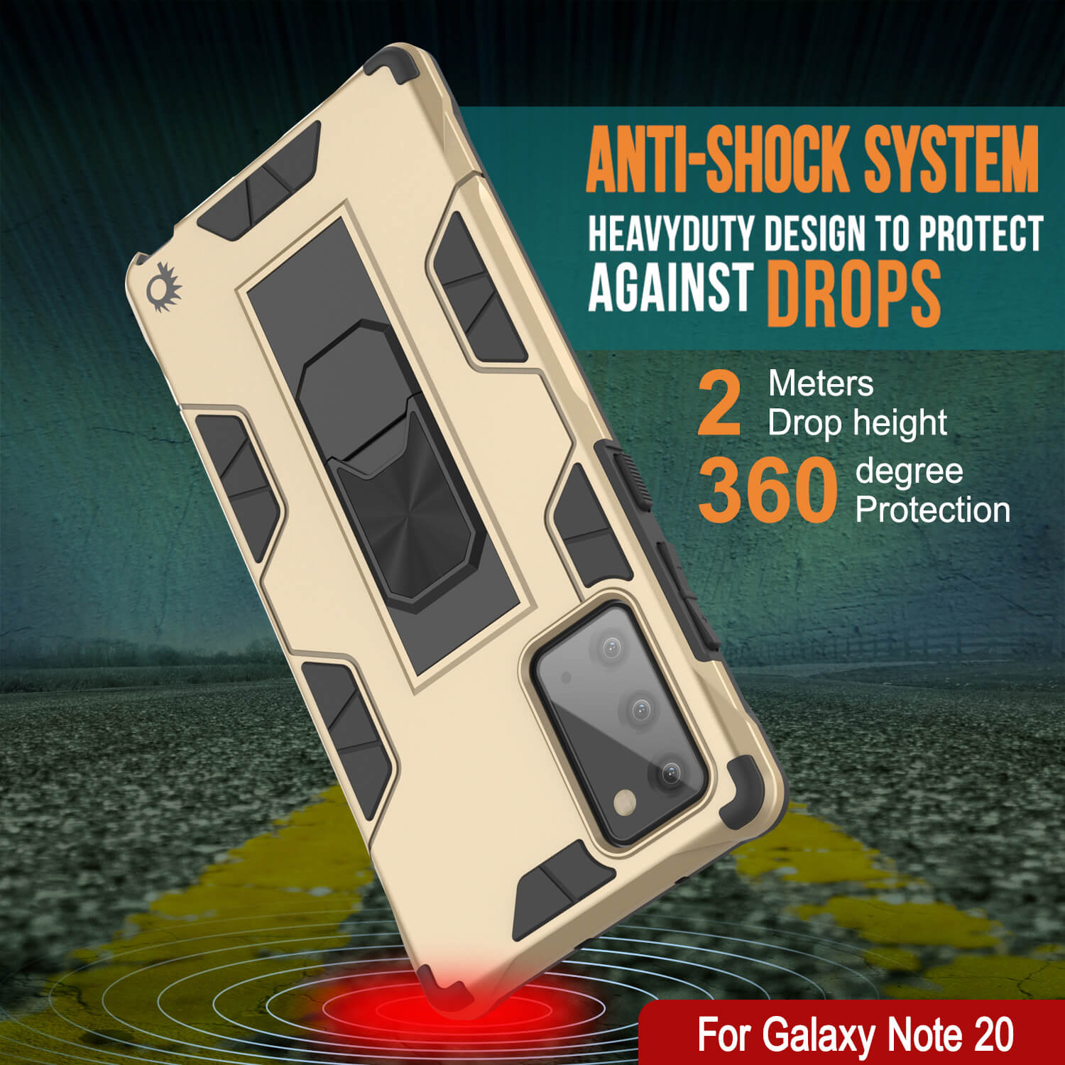 Capa Punkcase Note 20 [Série ArmorShield] Capa Protetora De Estilo Militar De Camada Dupla Dourado