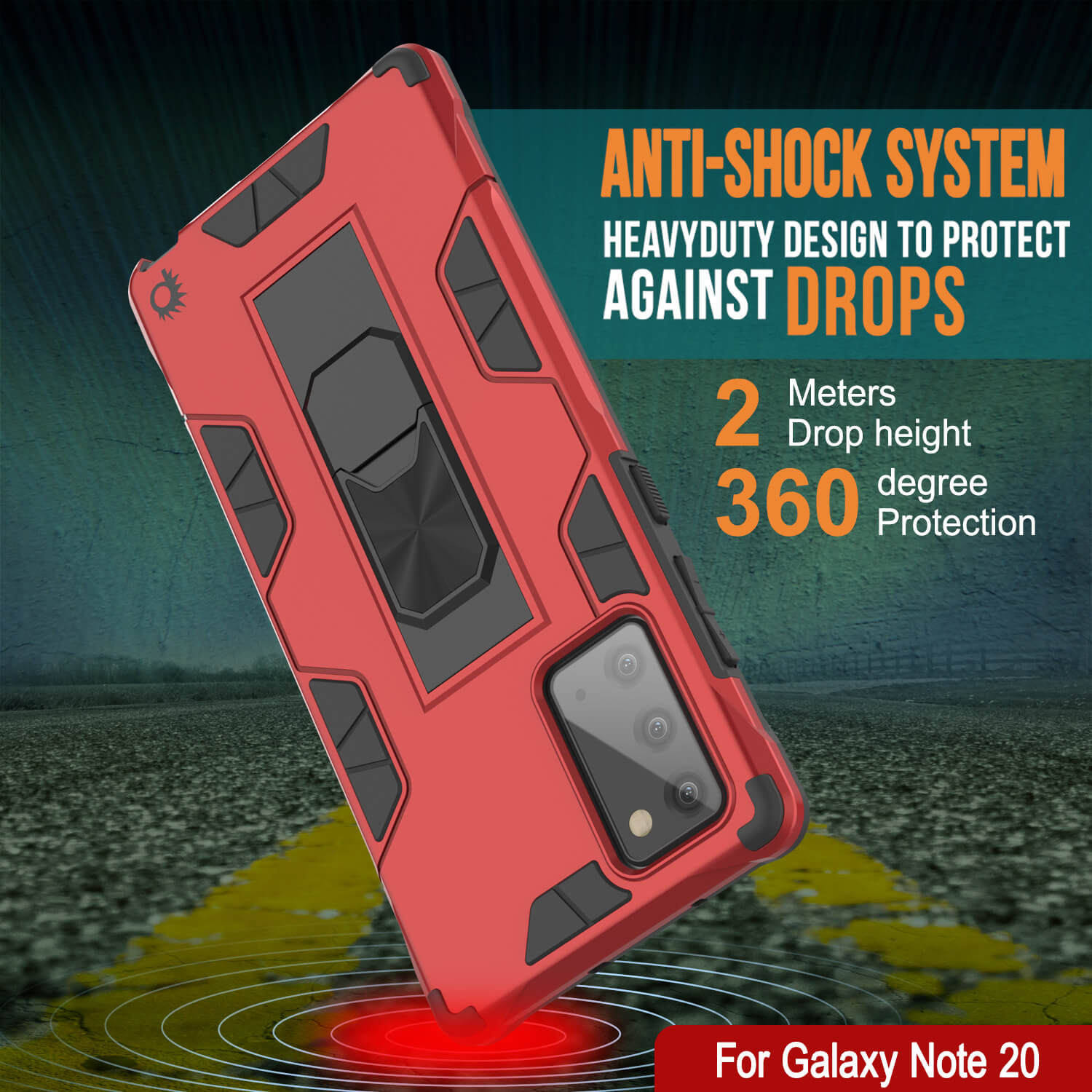 Capa Punkcase Note 20 [Série ArmorShield] Estilo Militar Protetor Capa de Camada Dupla Vermelha