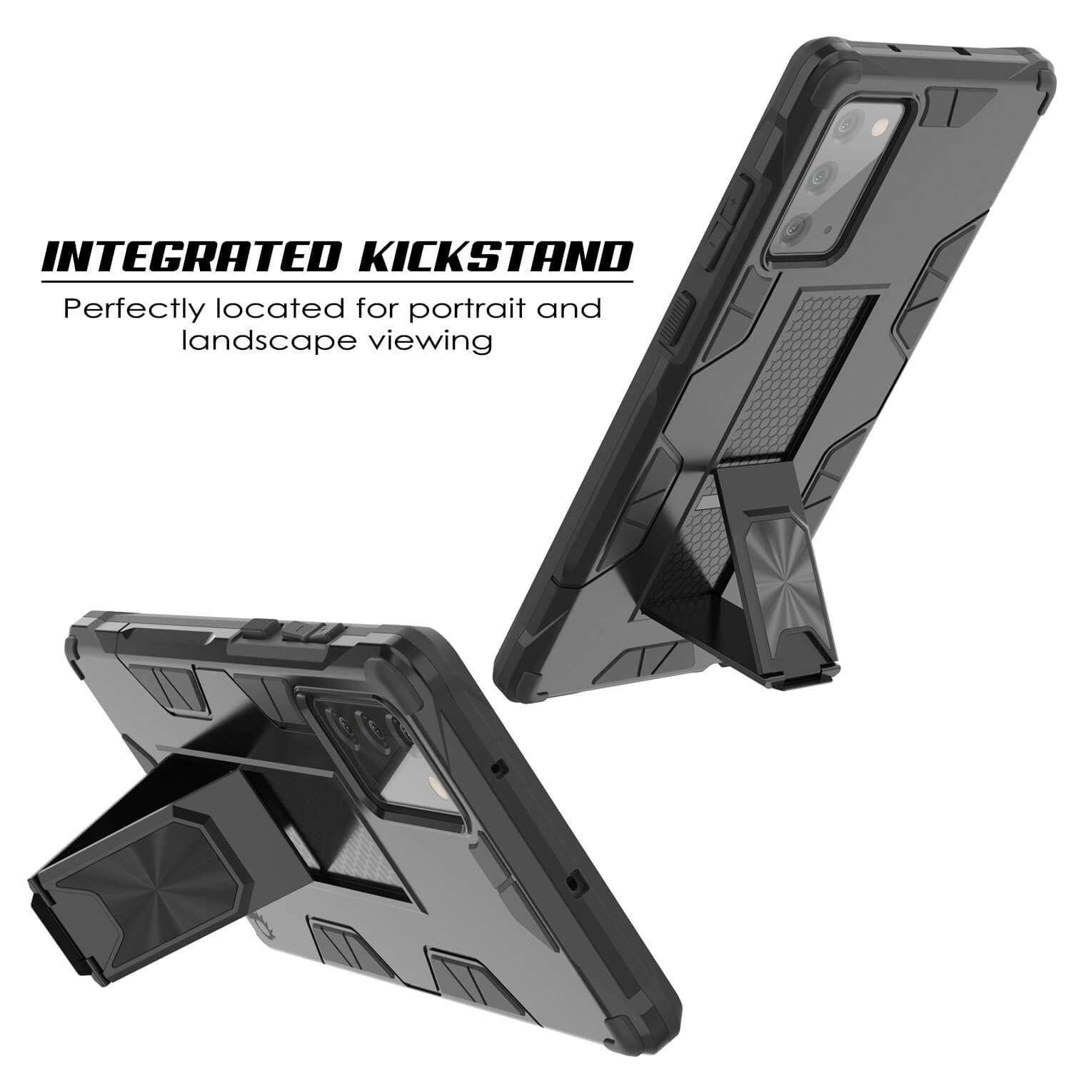 Capa Punkcase para Note 20 [Série ArmorShield] Caso de Dupla Camada Protetora Estilo Militar Preta