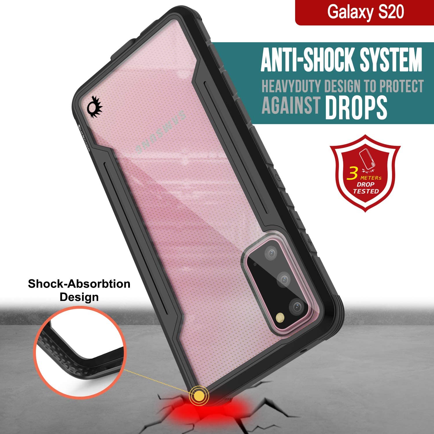 Capa protetora Punkcase S20 ravenger de qualidade militar de várias camadas [Preto]
