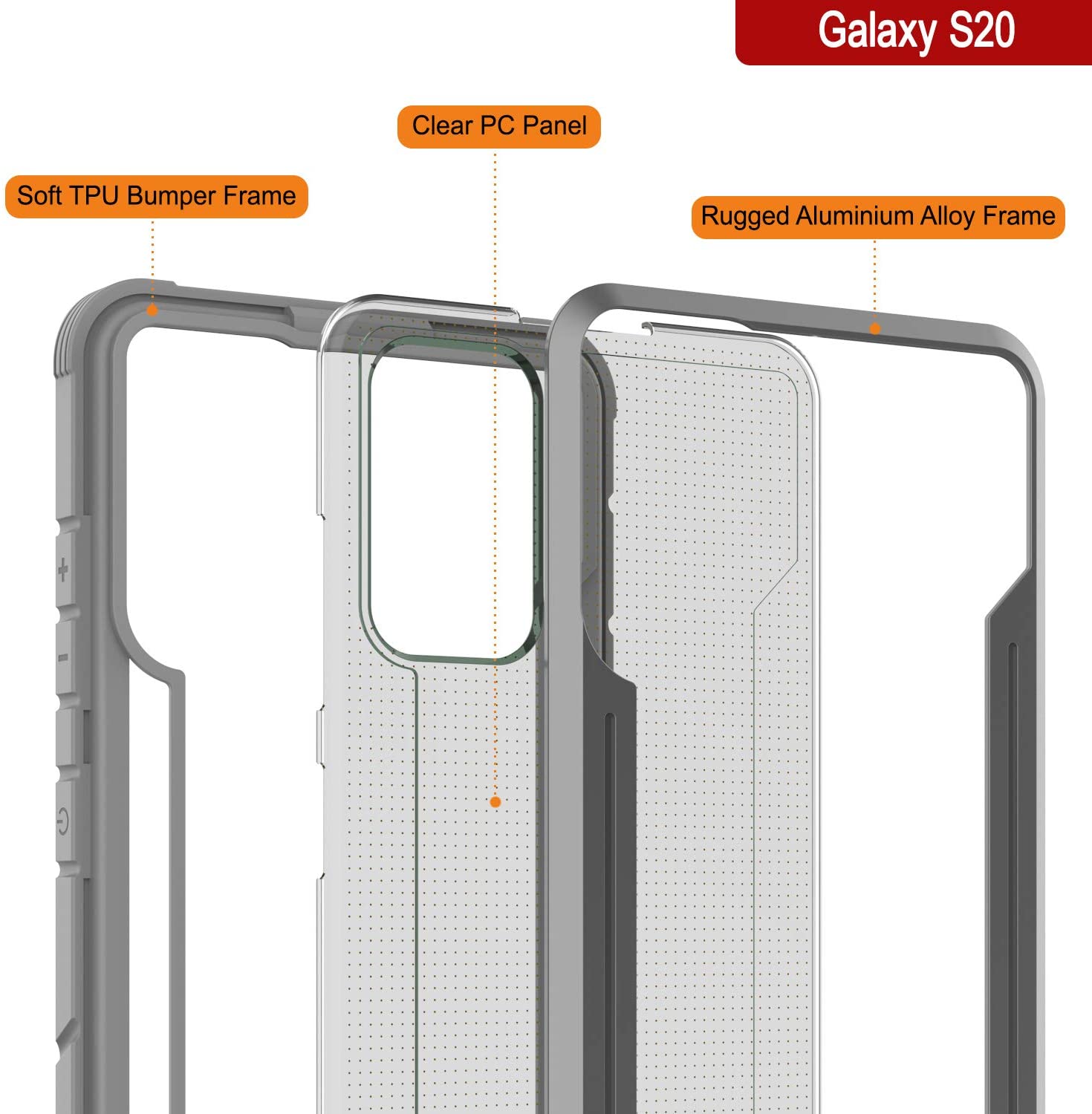 Capa Punkcase S20 Ravenger Protetora de Grau Militar de Várias Camadas [Cinza]