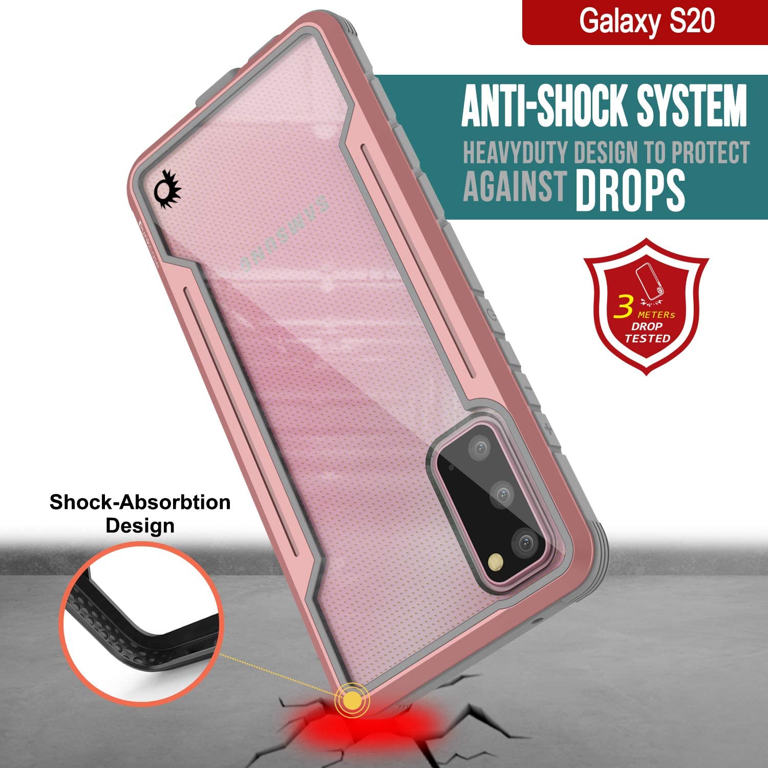 Capa Protetora Punkcase S20 Ravenger Military Grade Multilayer [Rose-Gold]