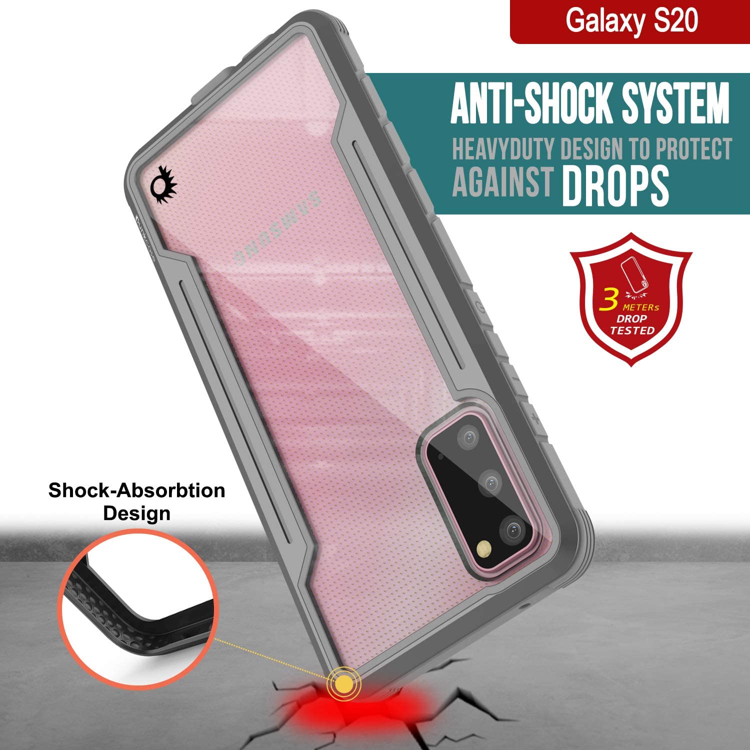 Capa Punkcase S20 Ravenger Protetora de Grau Militar de Várias Camadas [Cinza]