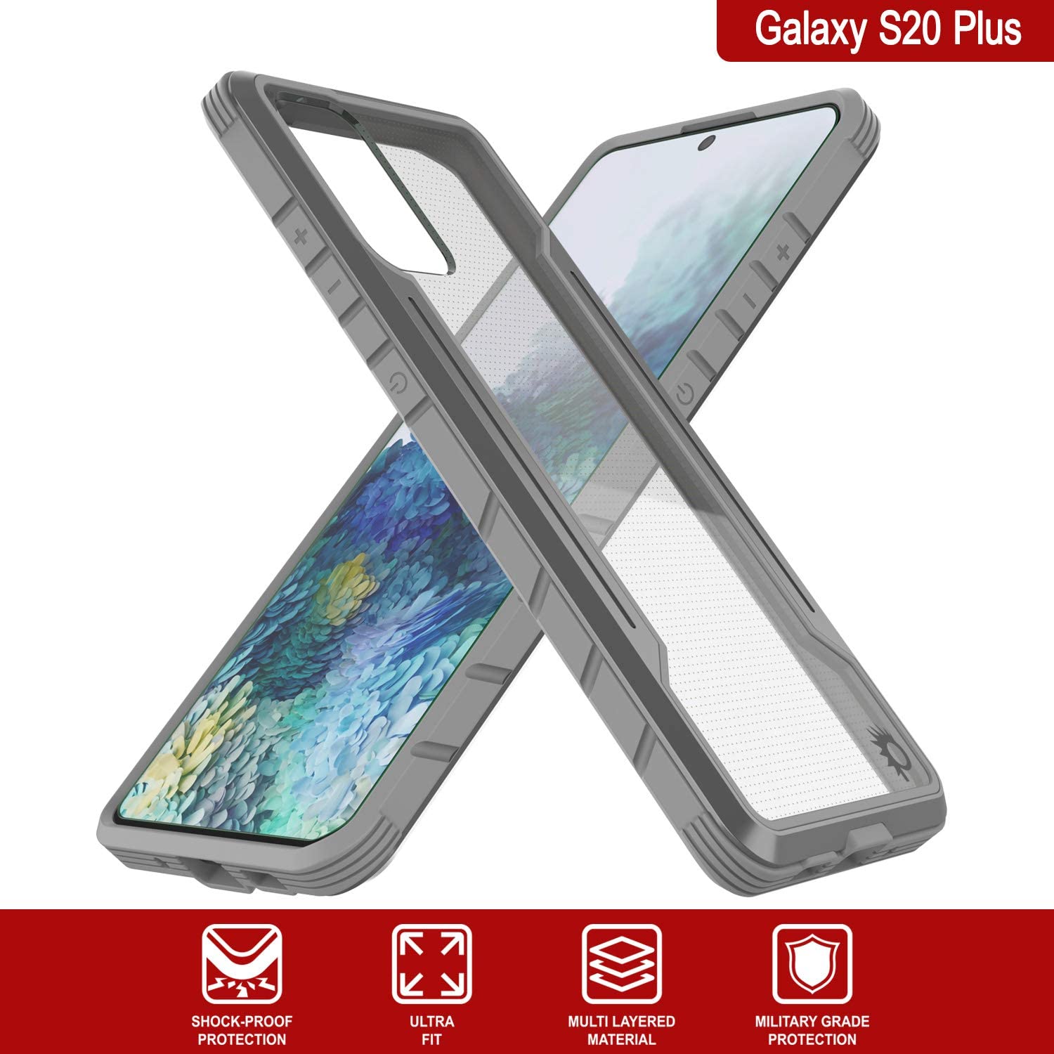 Capa protetora Punkcase S20+ Plus Ravenger de Grau Militar com Proteção Multicamada