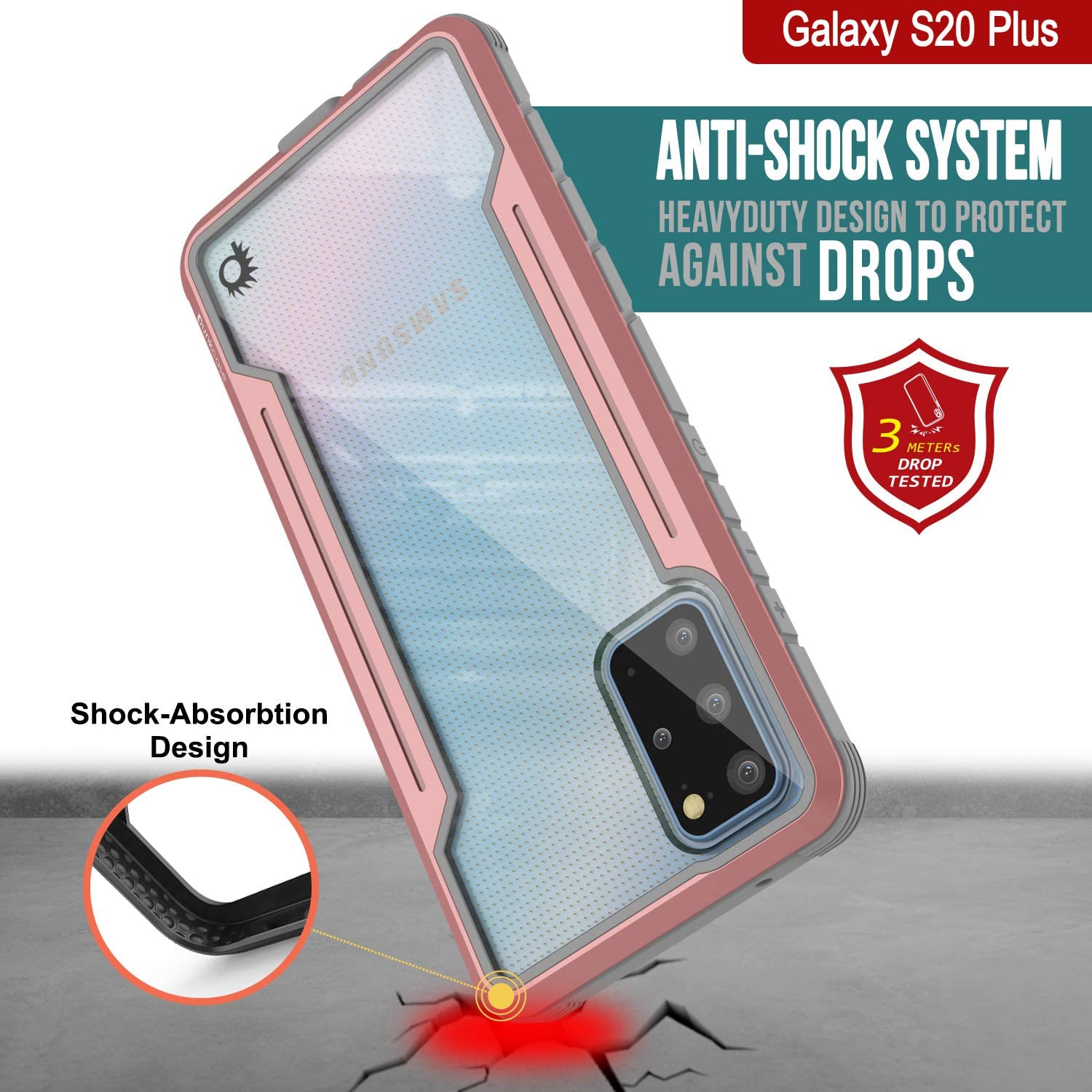 Capa protetora Punkcase S20+ Plus Ravenger Grade Militar Capa Multicamada [Rose-Gold]