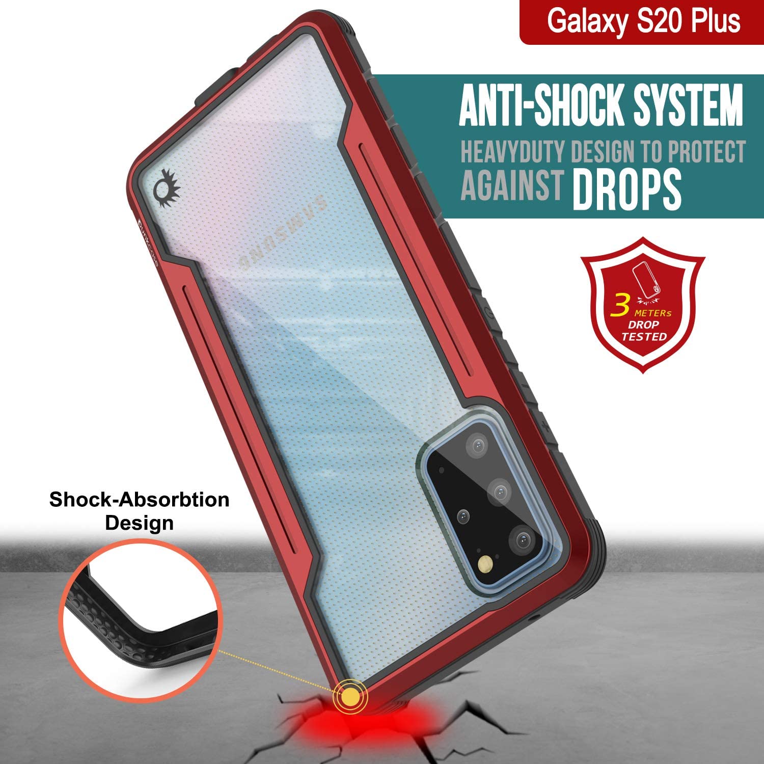 Capa protetora Punkcase S20+ Plus Ravenger Military Grade Multilayer [Vermelho]