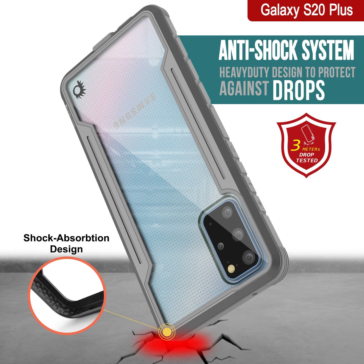 Capa protetora Punkcase S20+ Plus Ravenger de Grau Militar com Proteção Multicamada