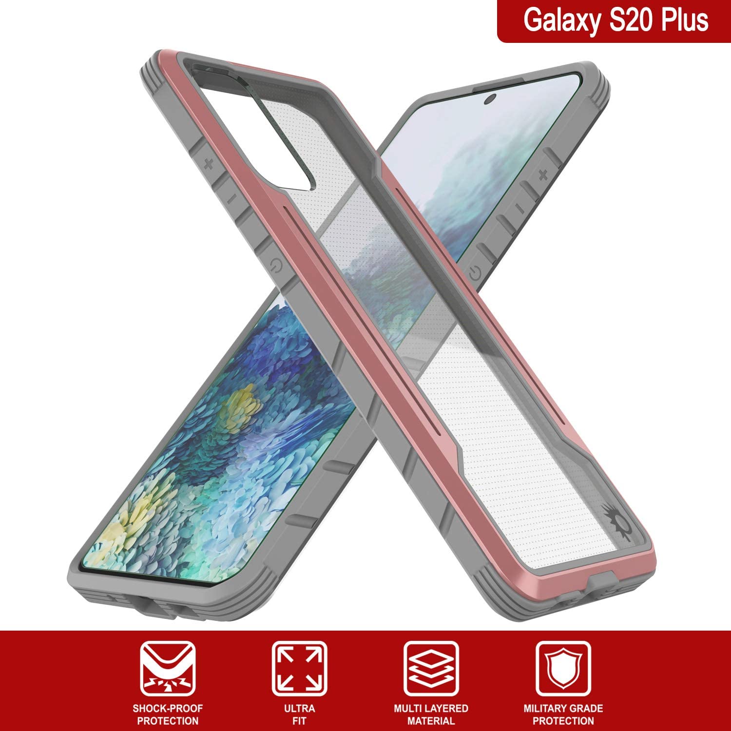 Capa protetora Punkcase S20+ Plus Ravenger Grade Militar Capa Multicamada [Rose-Gold]