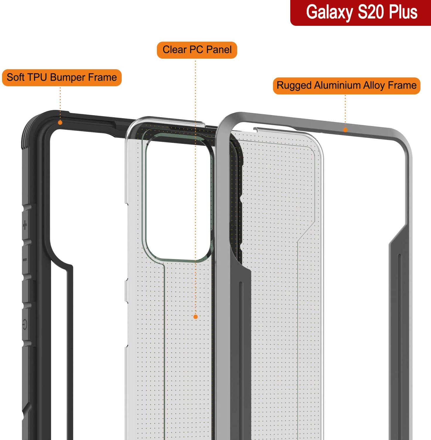 Capa protetora Punkcase S20+ Plus Ravenger de Grau Militar de Proteção de Grau Militar de Camada Múltipla [Cinza-Preto]