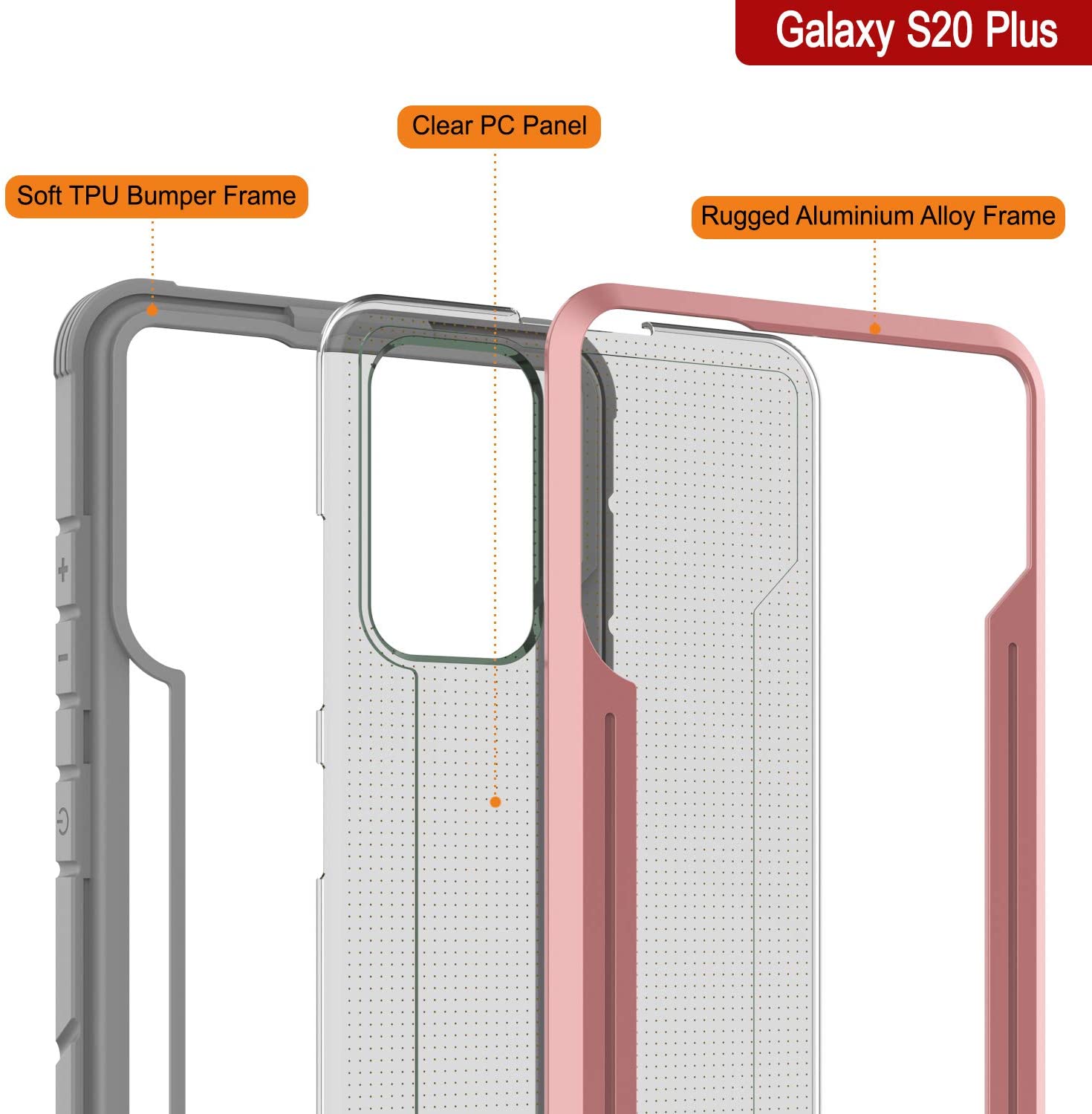 Capa protetora Punkcase S20+ Plus Ravenger Grade Militar Capa Multicamada [Rose-Gold]