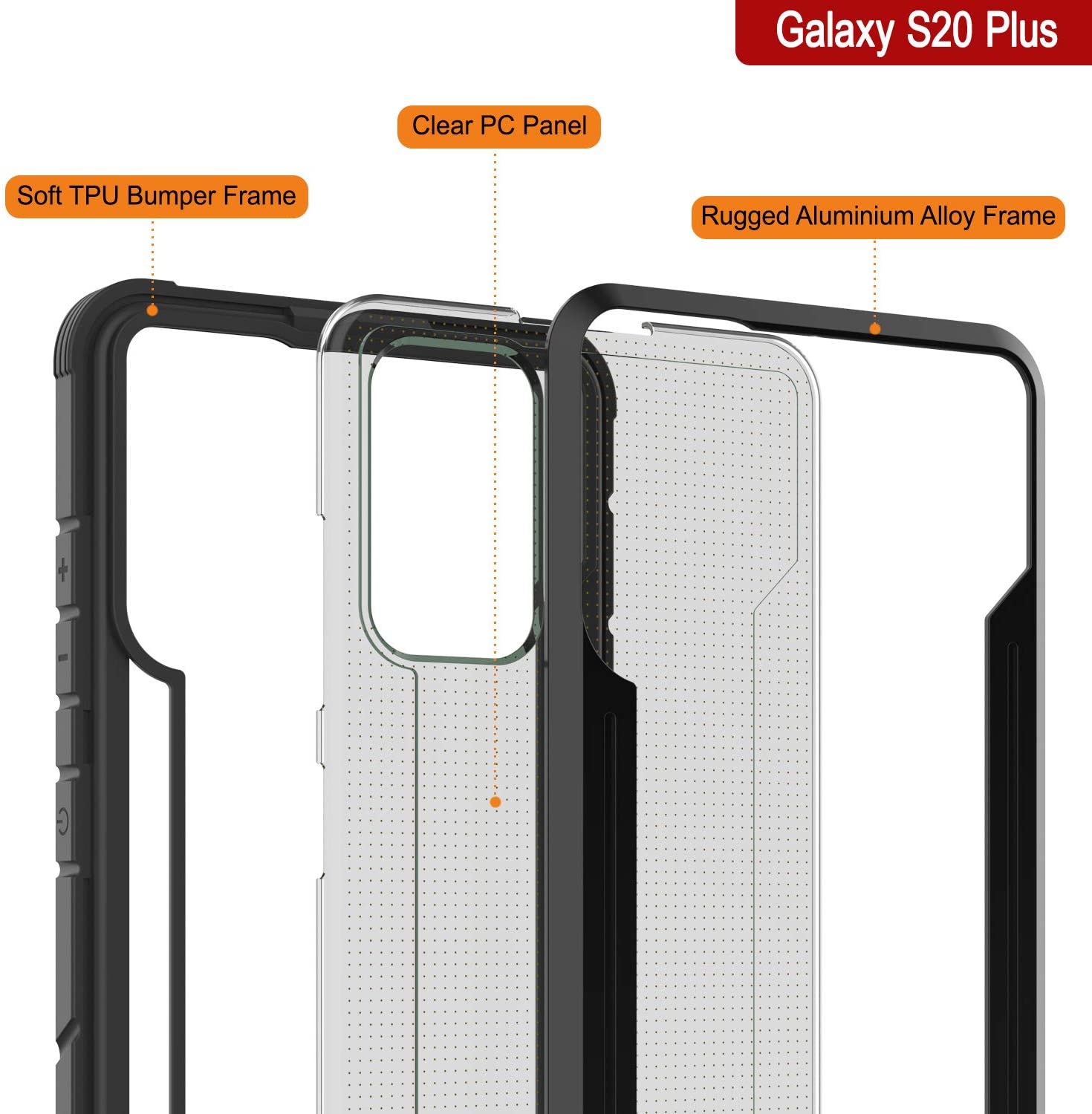 Capa protetora Punkcase S20+ Plus ravenger de grau militar com várias camadas de proteção [preto]