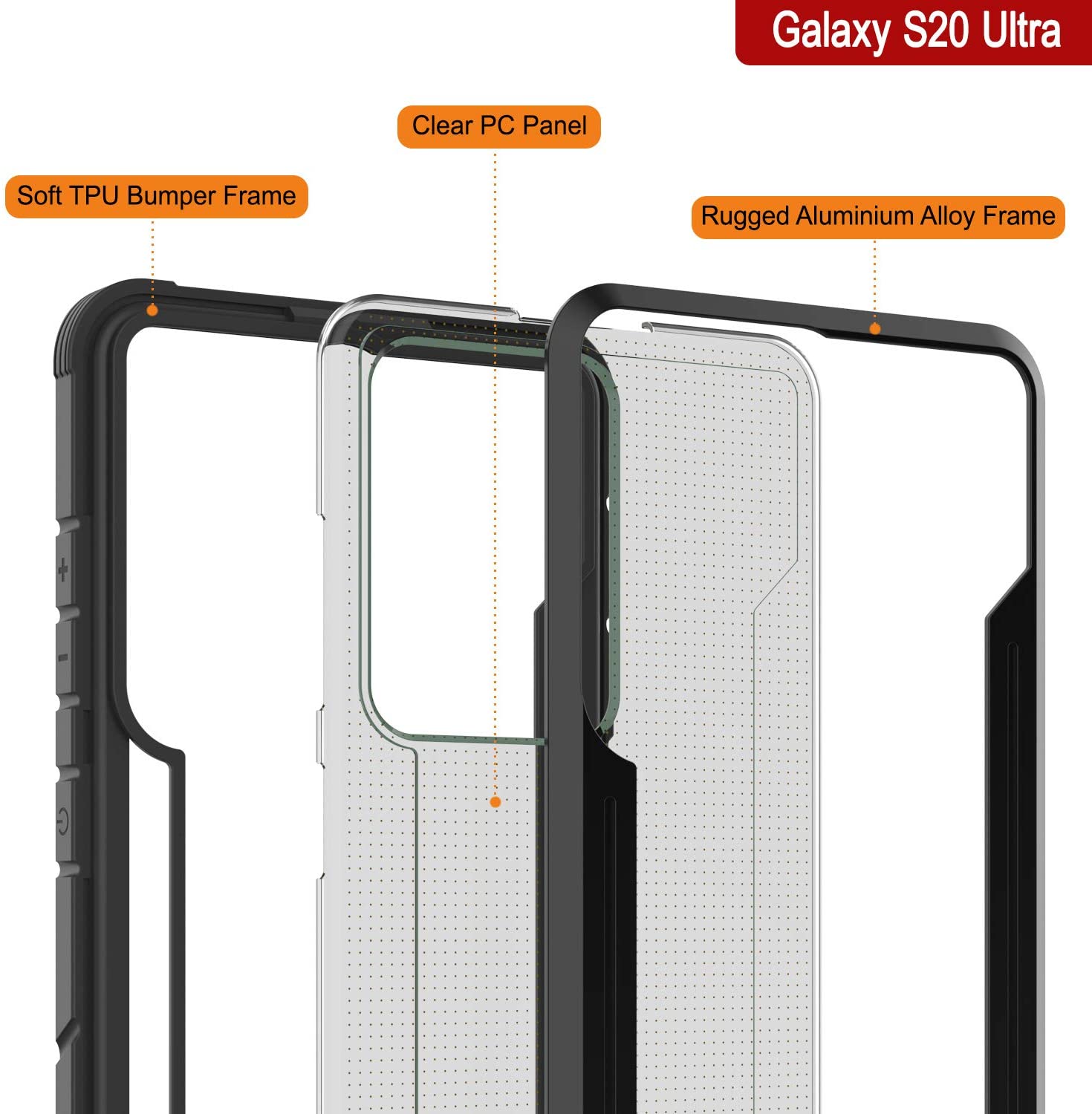 Capa de proteção militar Punkcase S20 Ultra Ravenger grade multilayer [Preto]