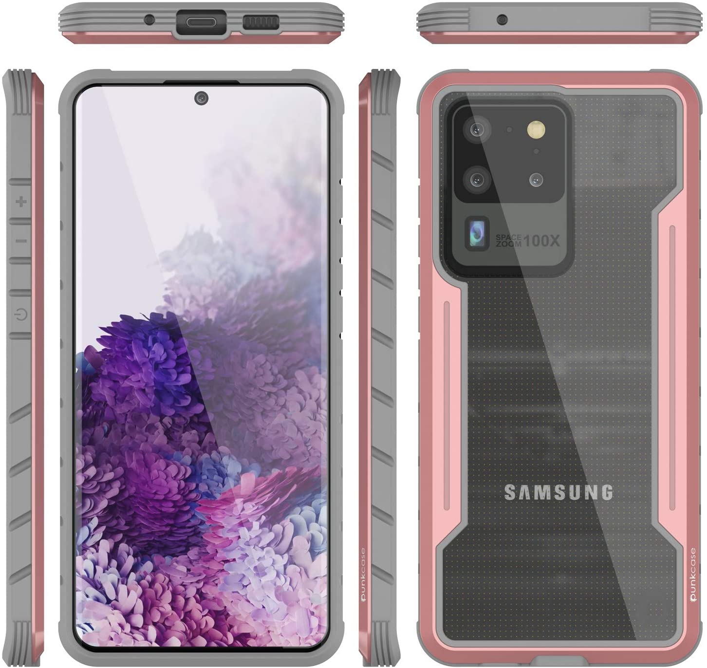 Capa Punkcase S20 Ultra ravenger Protetora de Grau Militar de Camada Múltipla [Rosa-Dourado]