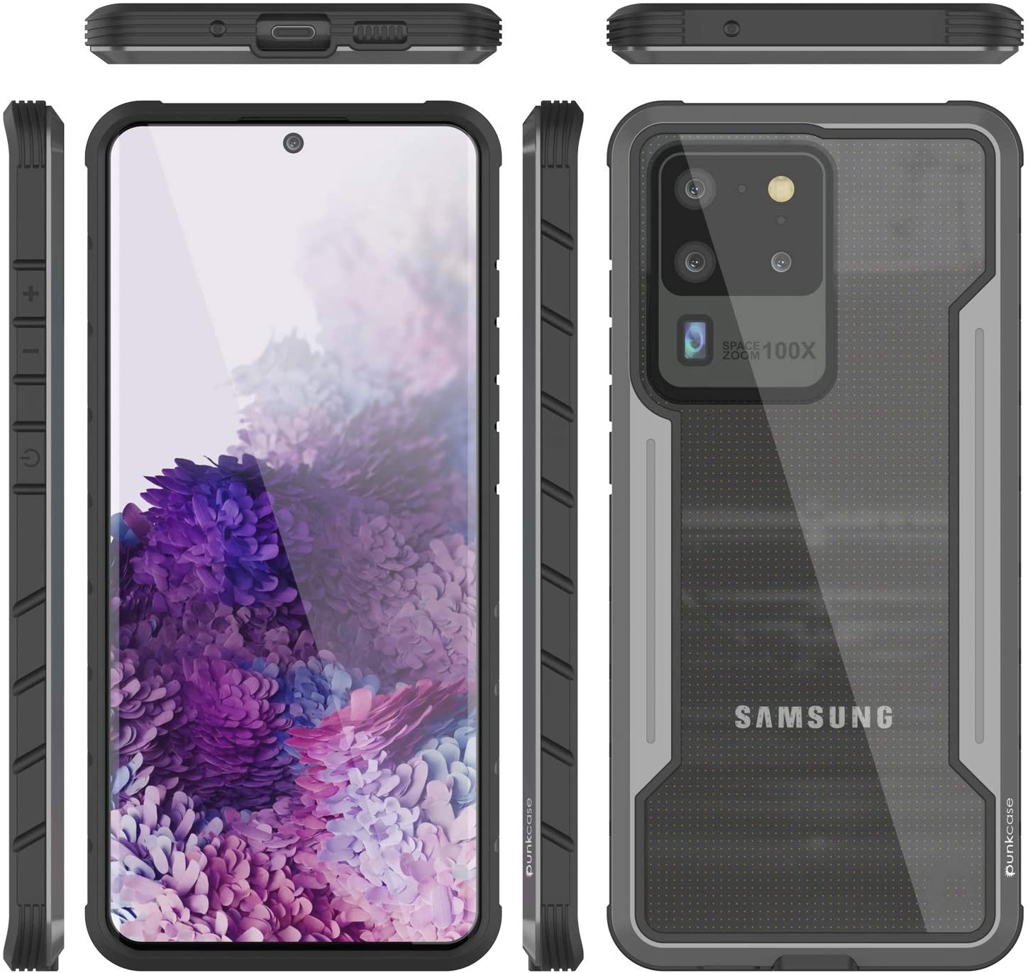 Capa protetora Punkcase S20 Ultra Ravenger de qualidade militar, com cobertura multicamada [cinza-preto]