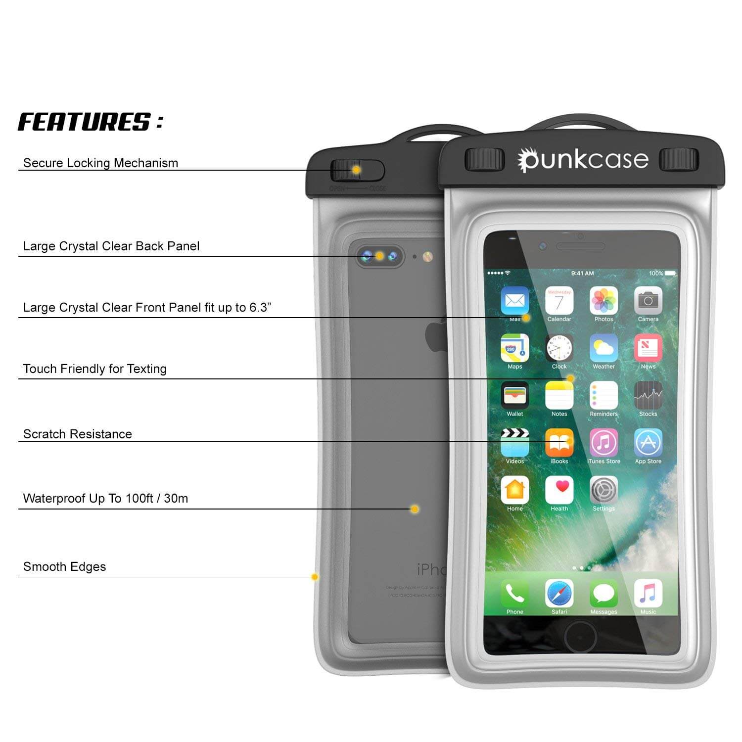 Bolsa à prova d'água para celular, PunkBag Bolsa Flutuante Universal para maioria dos celulares [Transparente]