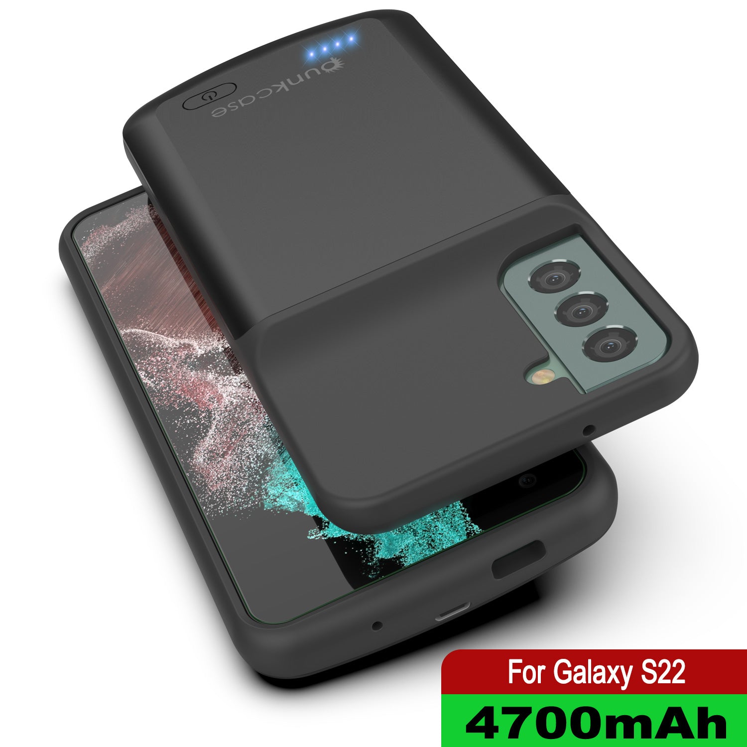 Capa de bateria PunkJuice S22 preta - Banco de suco de energia portátil com 4700mAh de carga