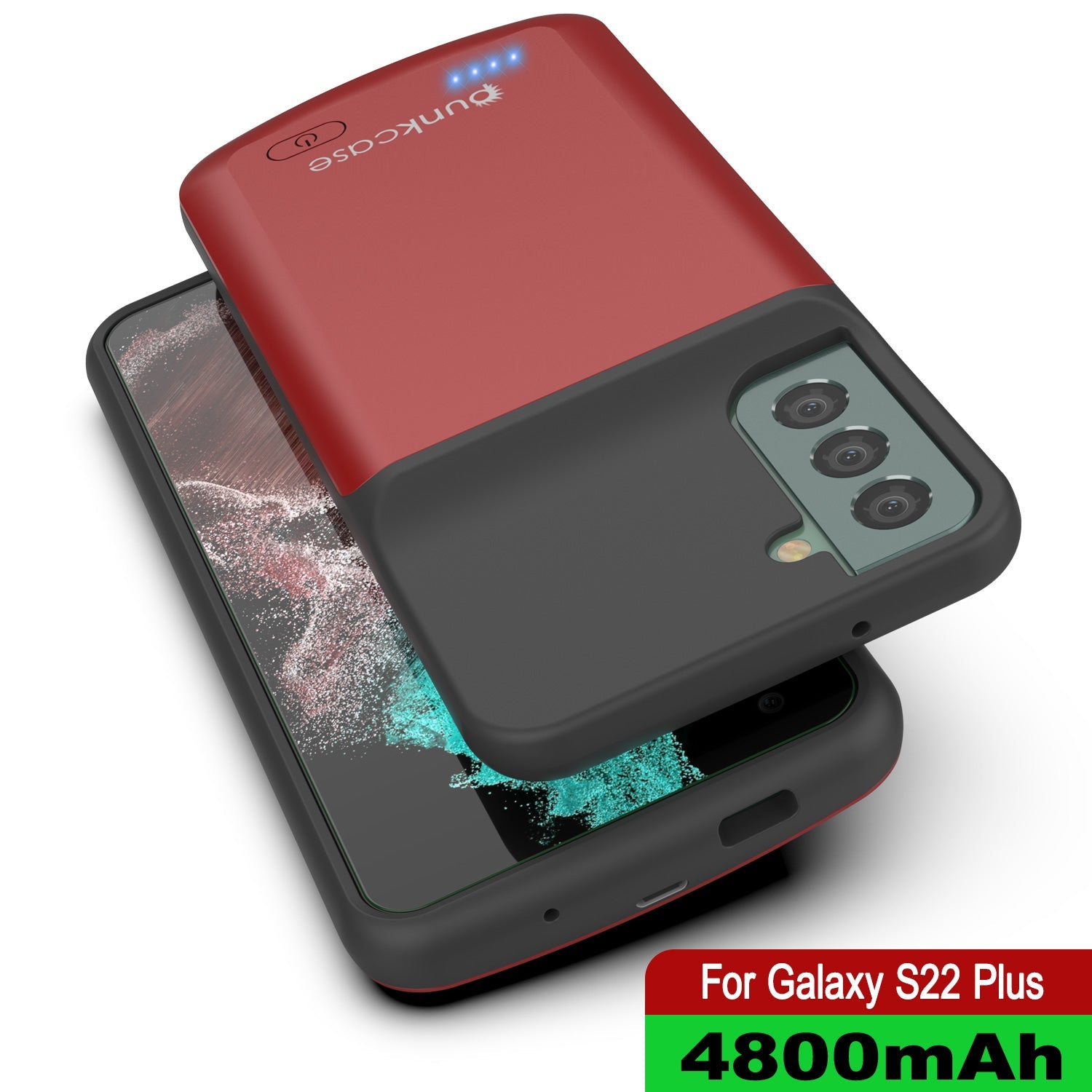 PunkJuice S22+ Plus Capa de Bateria Vermelha - Banco de Energia de Carregamento Portátil com 4800mAh