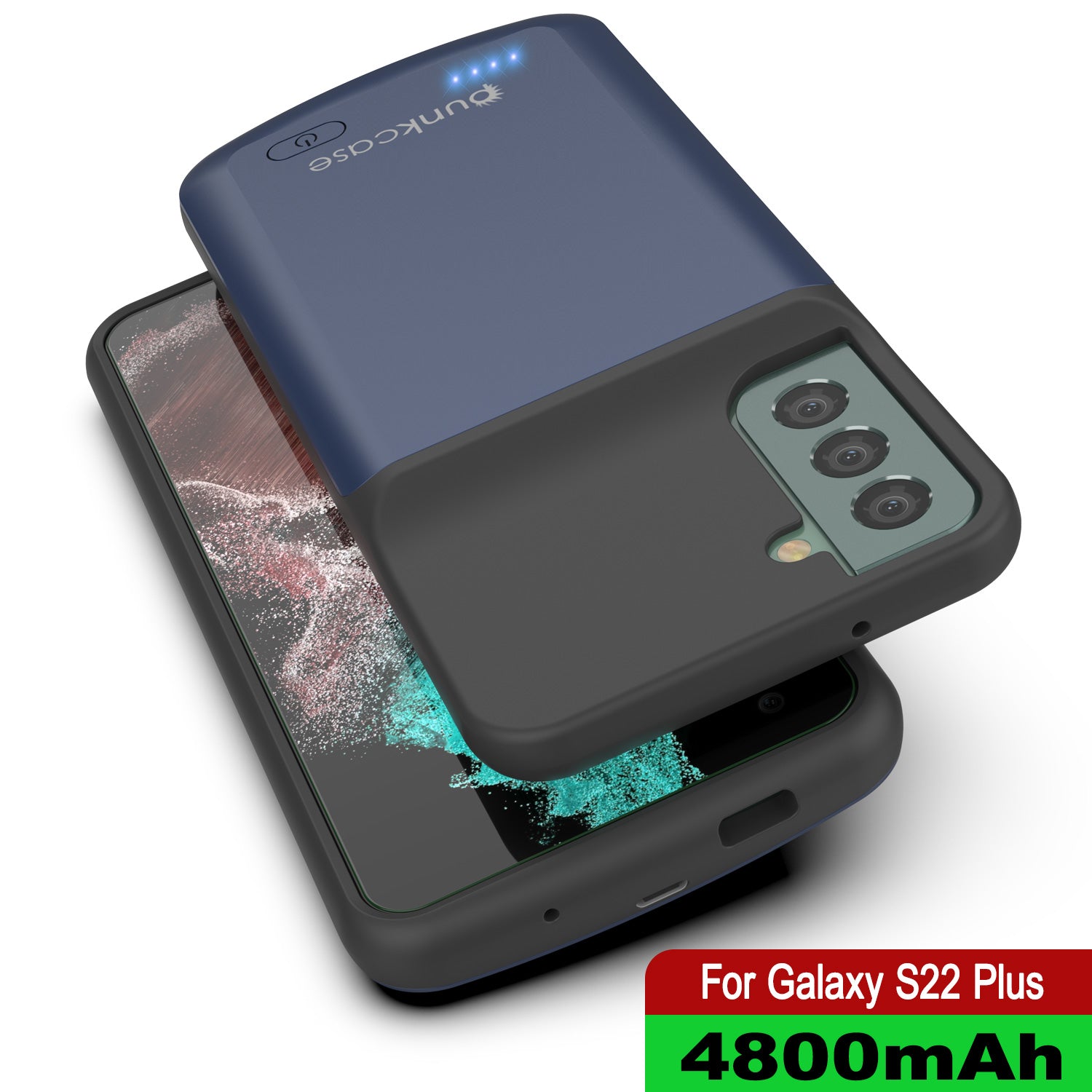 Capa de bateria PunkJuice S22+ Plus Azul - Banco de suco de potência de carregamento portátil com 4800mAh