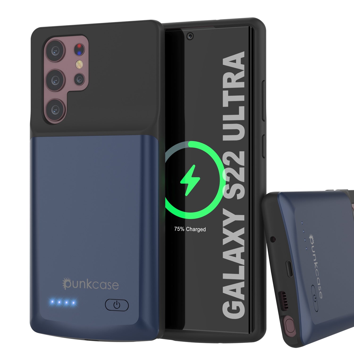 Capa de bateria PunkJuice S22 Ultra azul - Banco de energia portátil Juice com 4800mAh