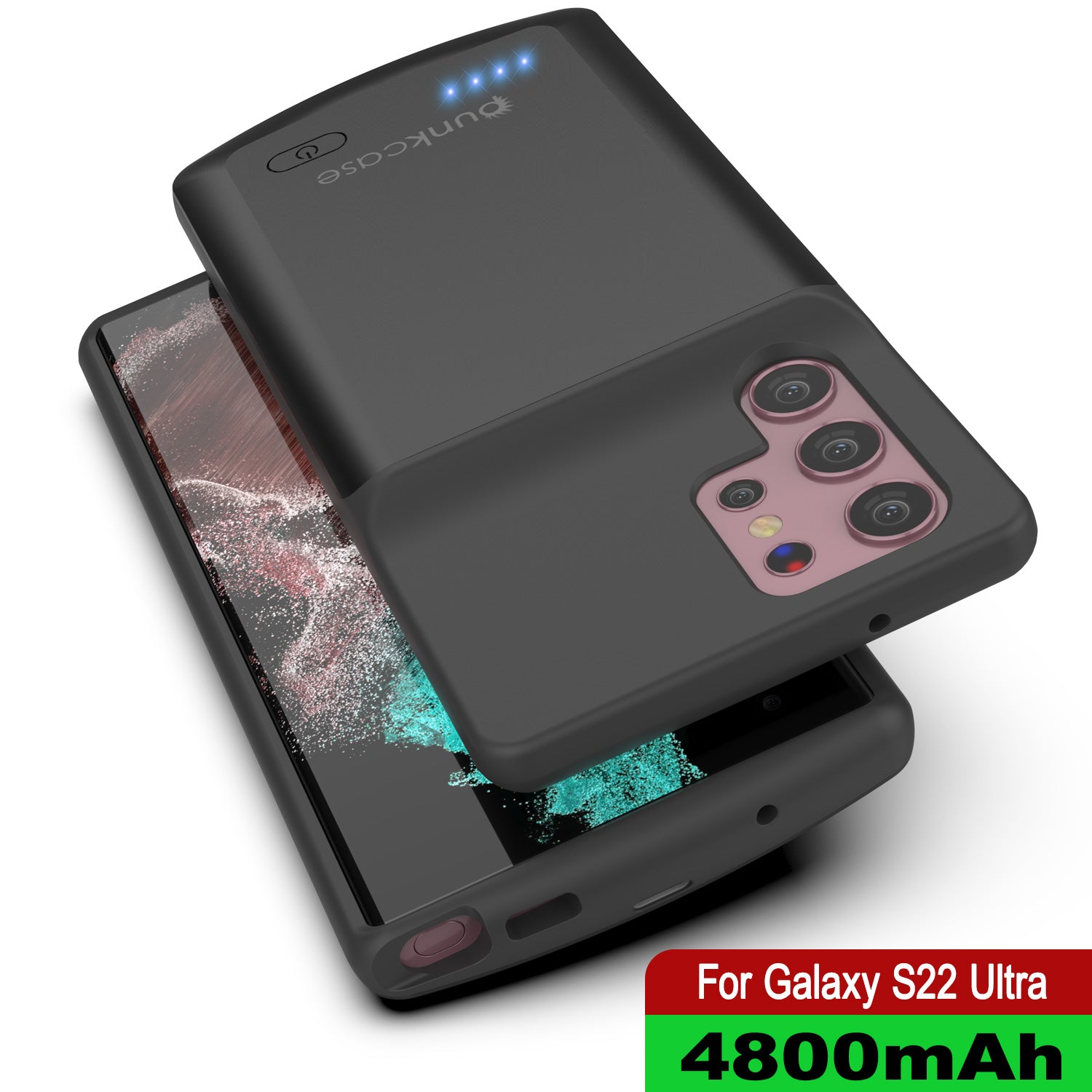 Capa de bateria PunkJuice S22 Ultra preta - Banco portátil de energia de carregamento com 4800mAh