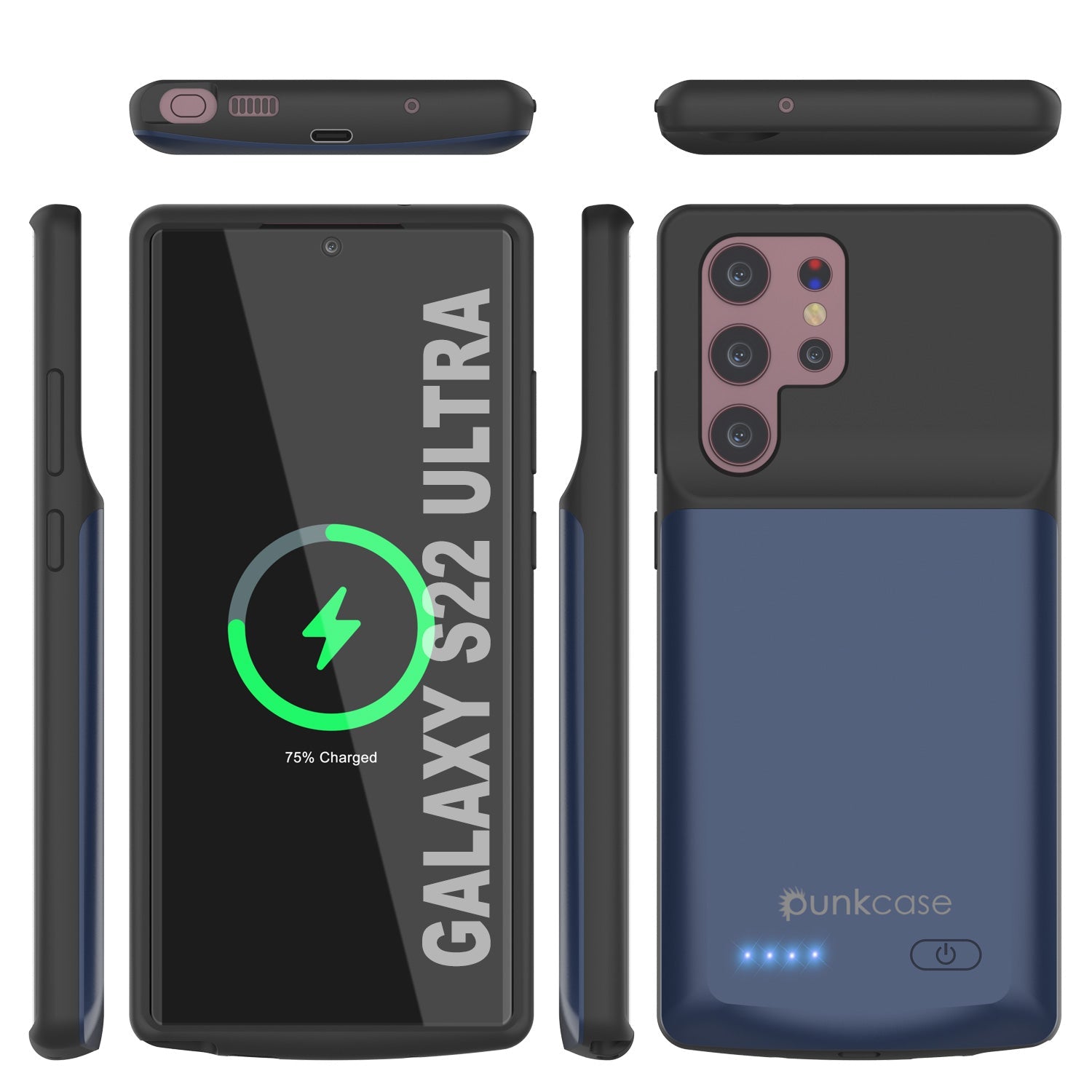 Capa de bateria PunkJuice S22 Ultra azul - Banco de energia portátil Juice com 4800mAh