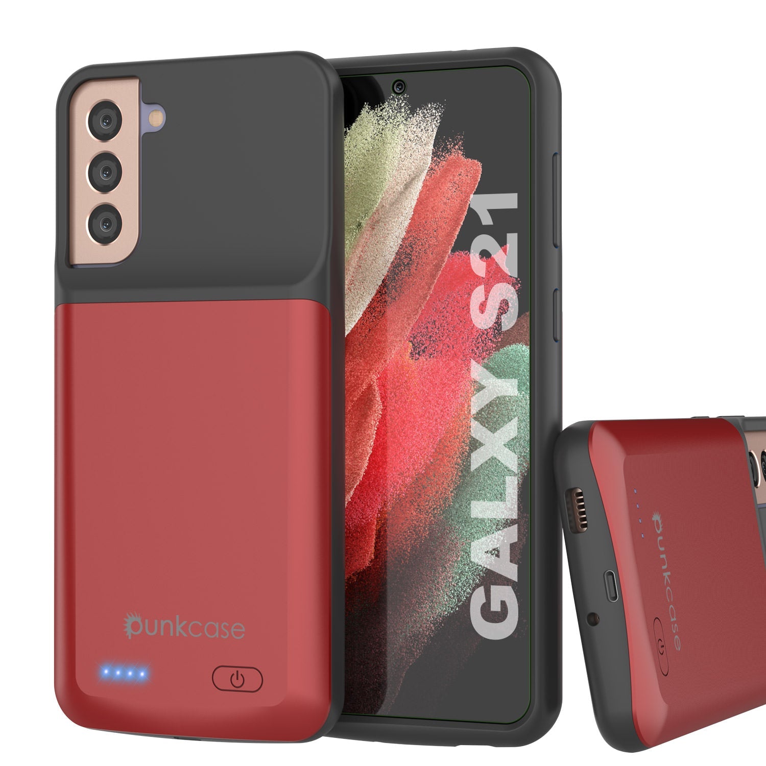 Capa de bateria PunkJuice S21 Vermelha - Banco de Energia Portátil de Carregamento com 4800mAh