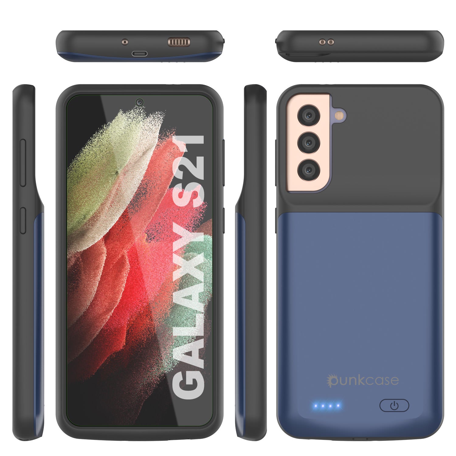 Capa de bateria PunkJuice S21 azul - Banco de energia portátil para carregar com 4800mAh