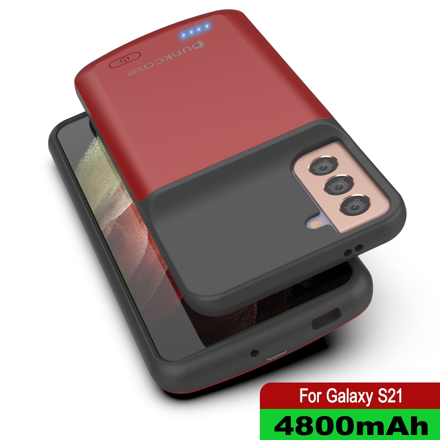Capa de bateria PunkJuice S21 Vermelha - Banco de Energia Portátil de Carregamento com 4800mAh
